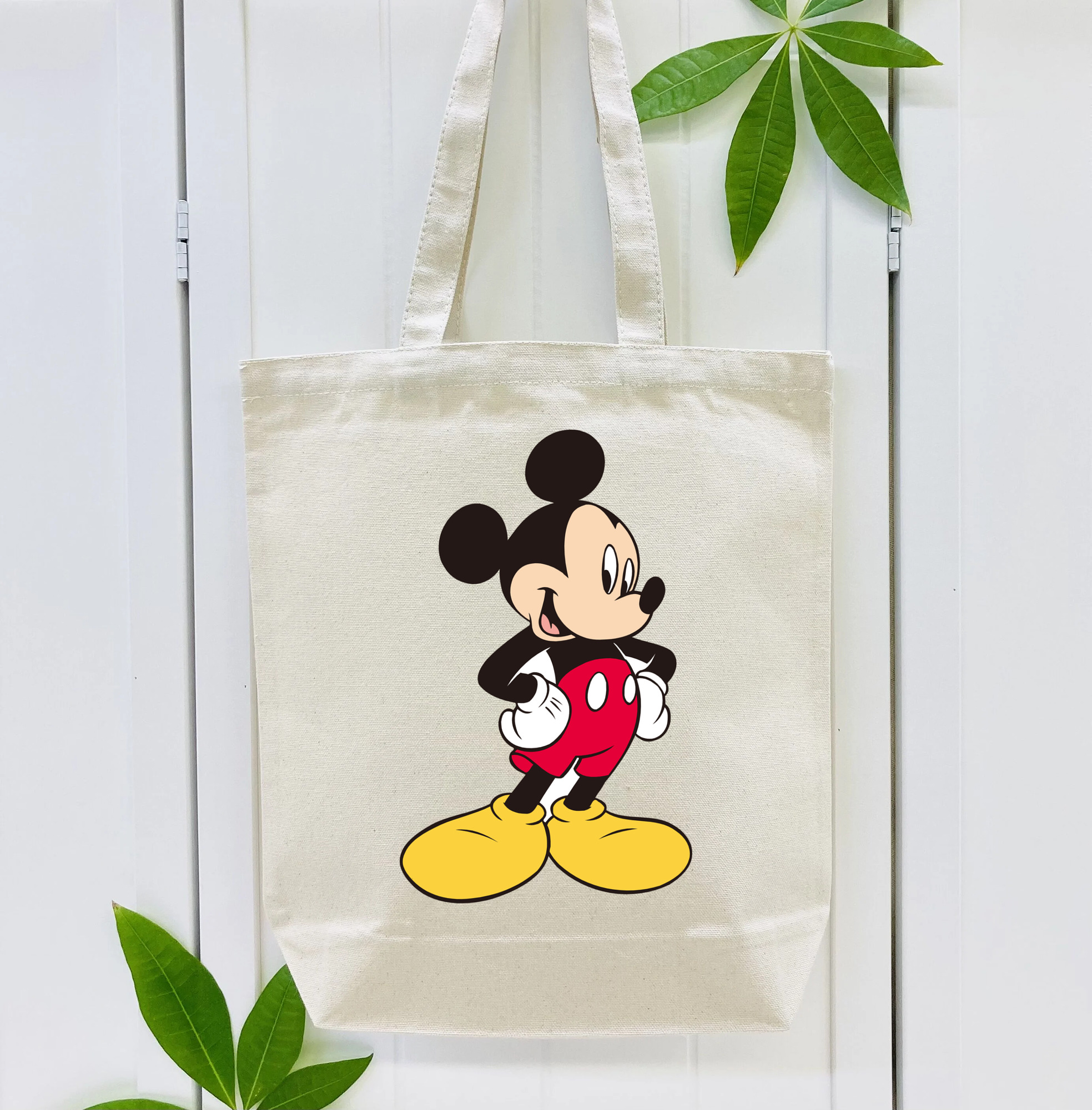 ミッキーマウス Mickey Mouse 縦型キャンバス生地手提げバッグ　トートバッグ