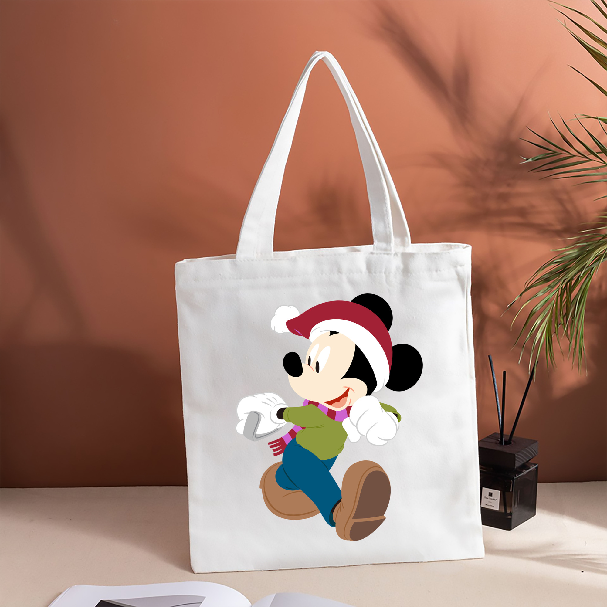 ミッキーマウス Mickey Mouse 縦型キャンバス生地手提げバッグ　トートバッグ