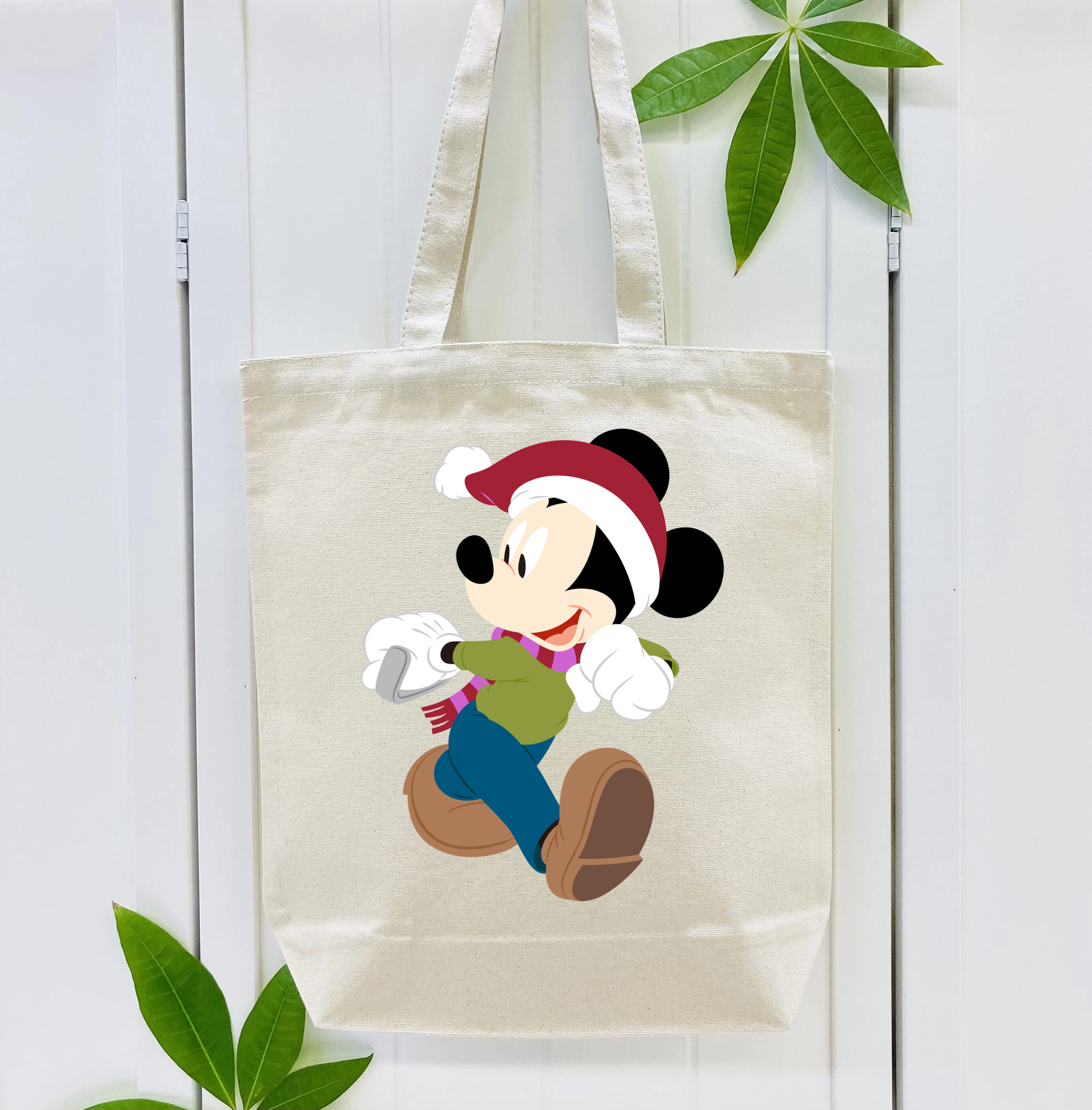 ミッキーマウス Mickey Mouse 縦型キャンバス生地手提げバッグ　トートバッグ