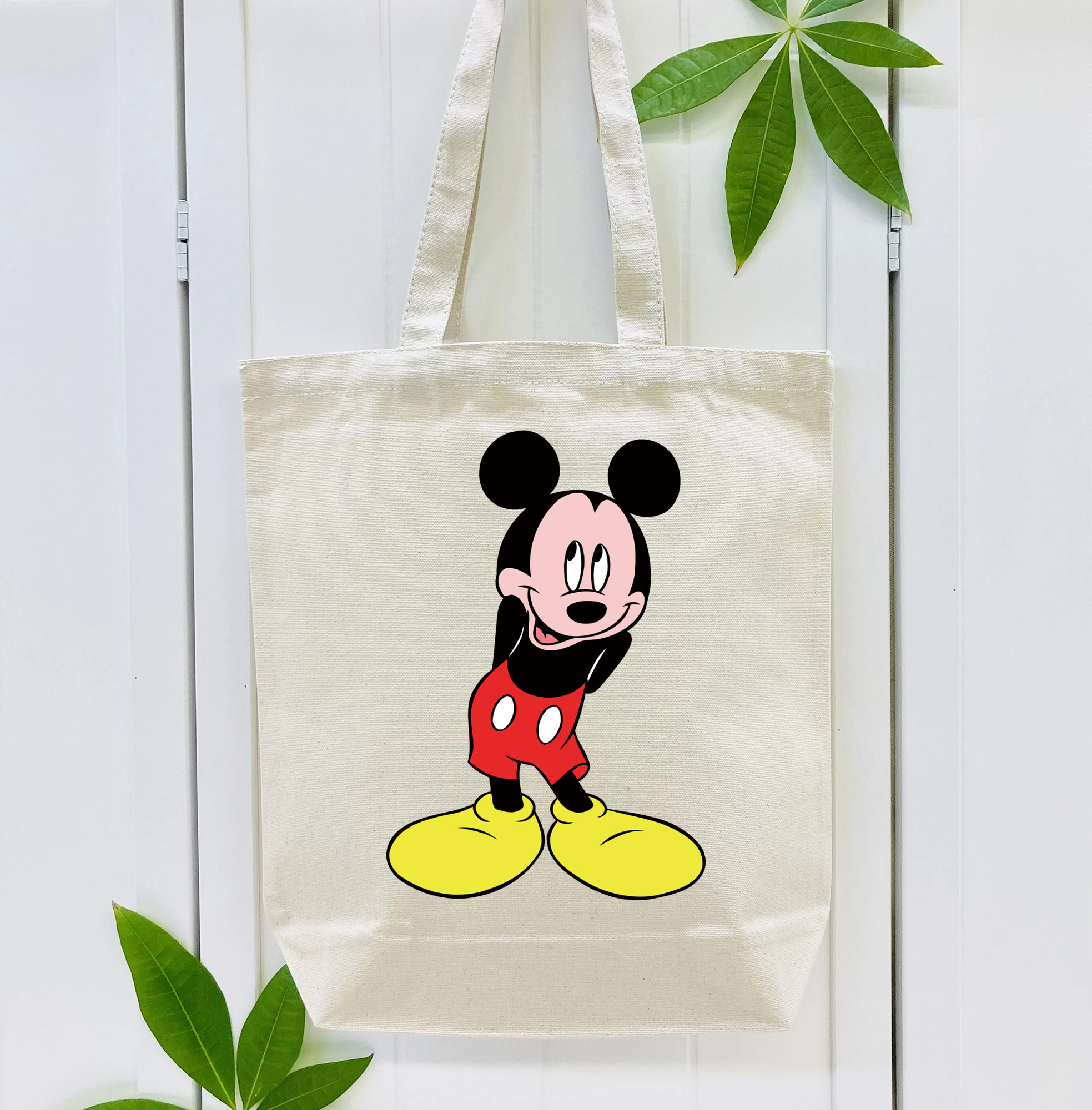 ミッキーマウス Mickey Mouse 縦型キャンバス生地手提げバッグ　トートバッグ