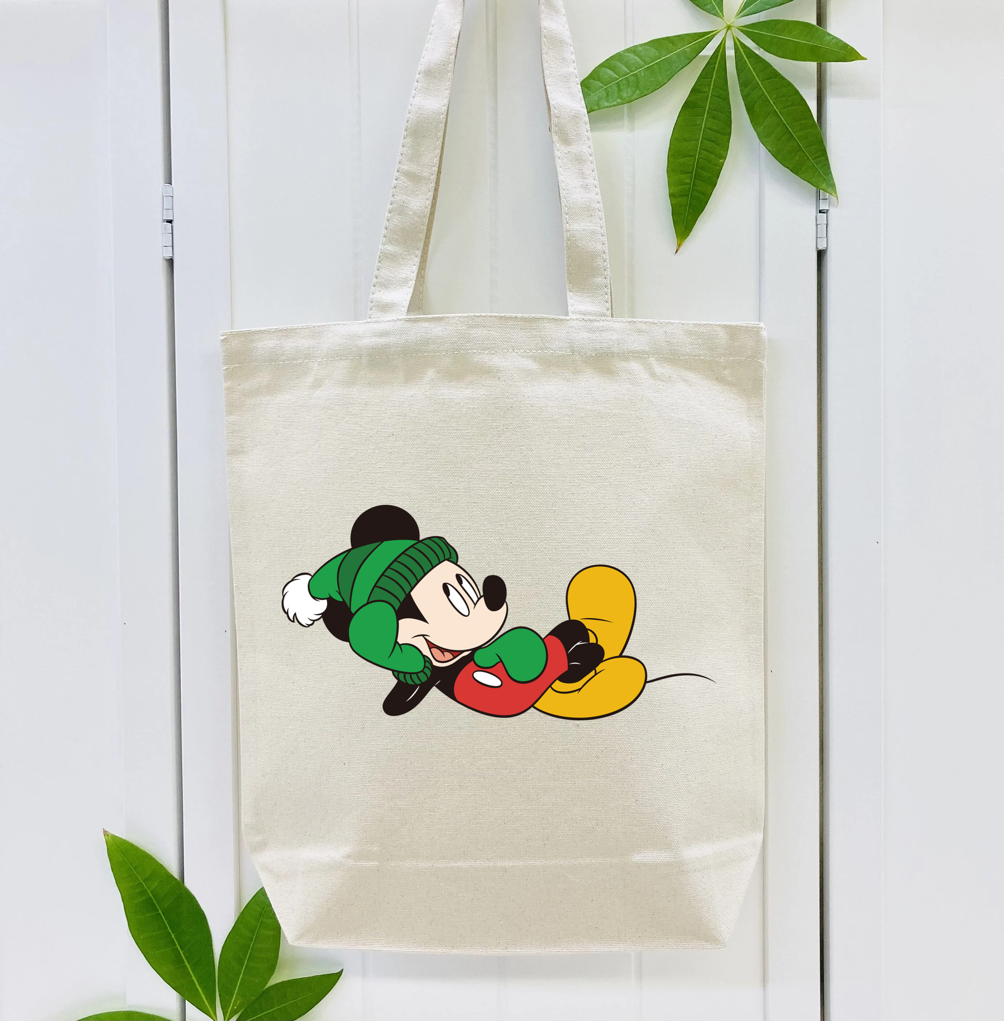 ミッキーマウス Mickey Mouse 縦型キャンバス生地手提げバッグ　トートバッグ