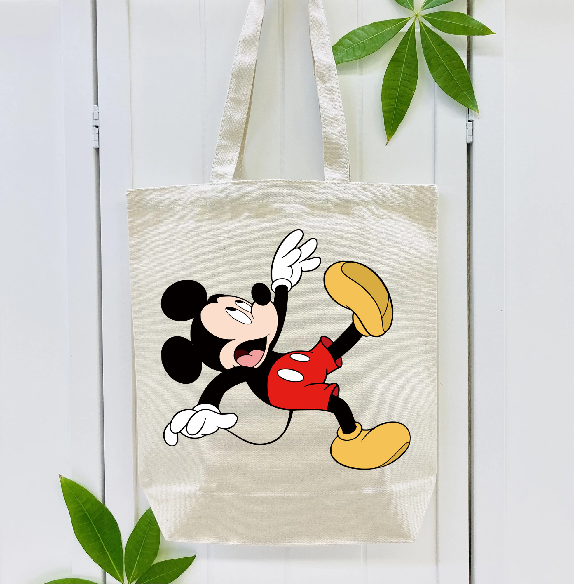 ミッキーマウス Mickey Mouse 縦型キャンバス生地手提げバッグ　トートバッグ