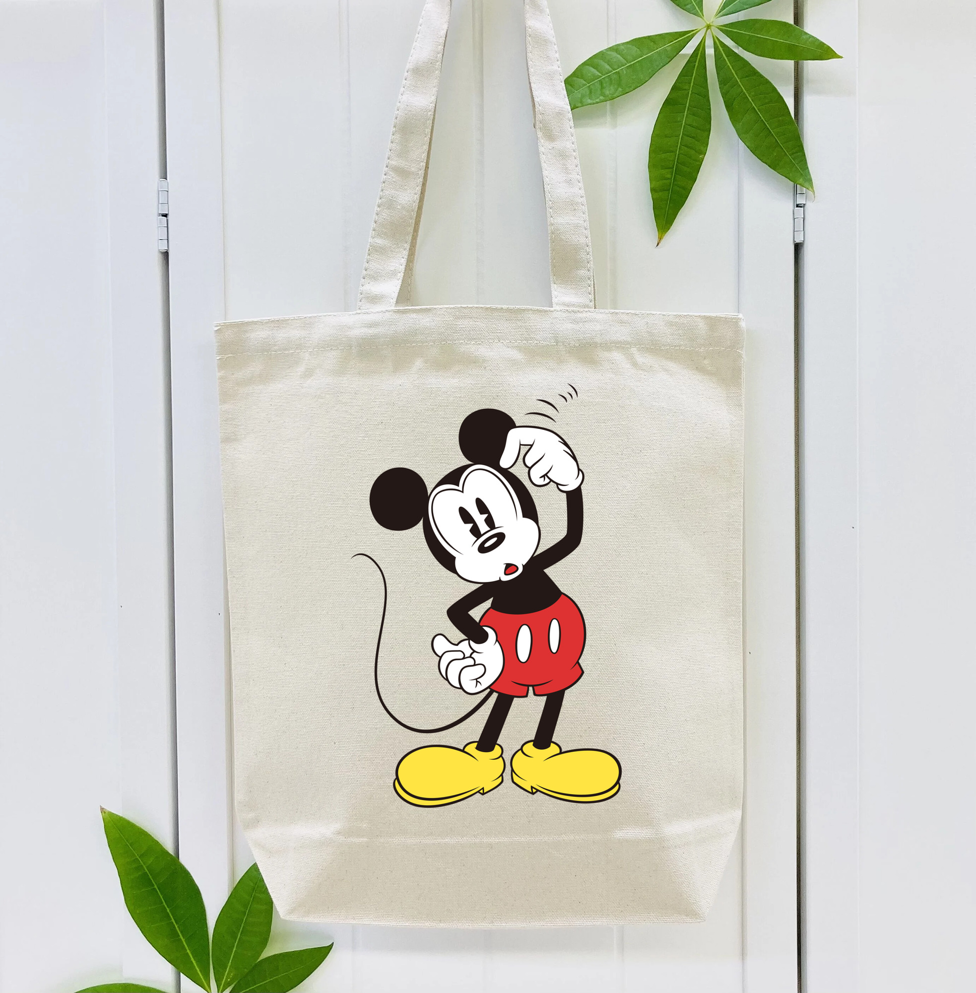 ミッキーマウス Mickey Mouse 縦型キャンバス生地手提げバッグ　トートバッグ