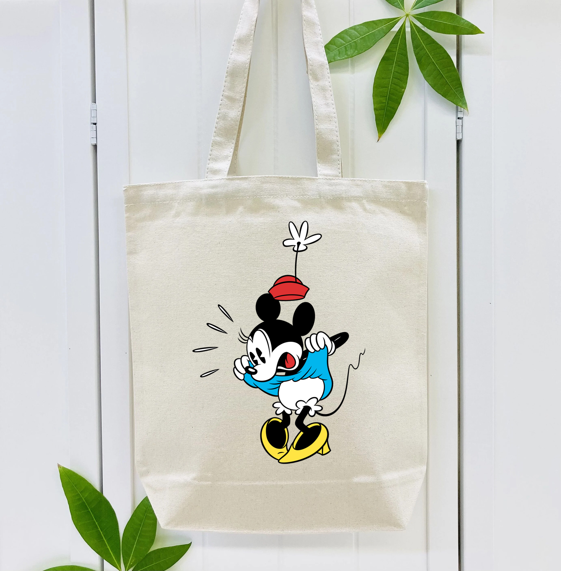 ミッキーマウス Mickey Mouse 縦型キャンバス生地手提げバッグ　トートバッグ