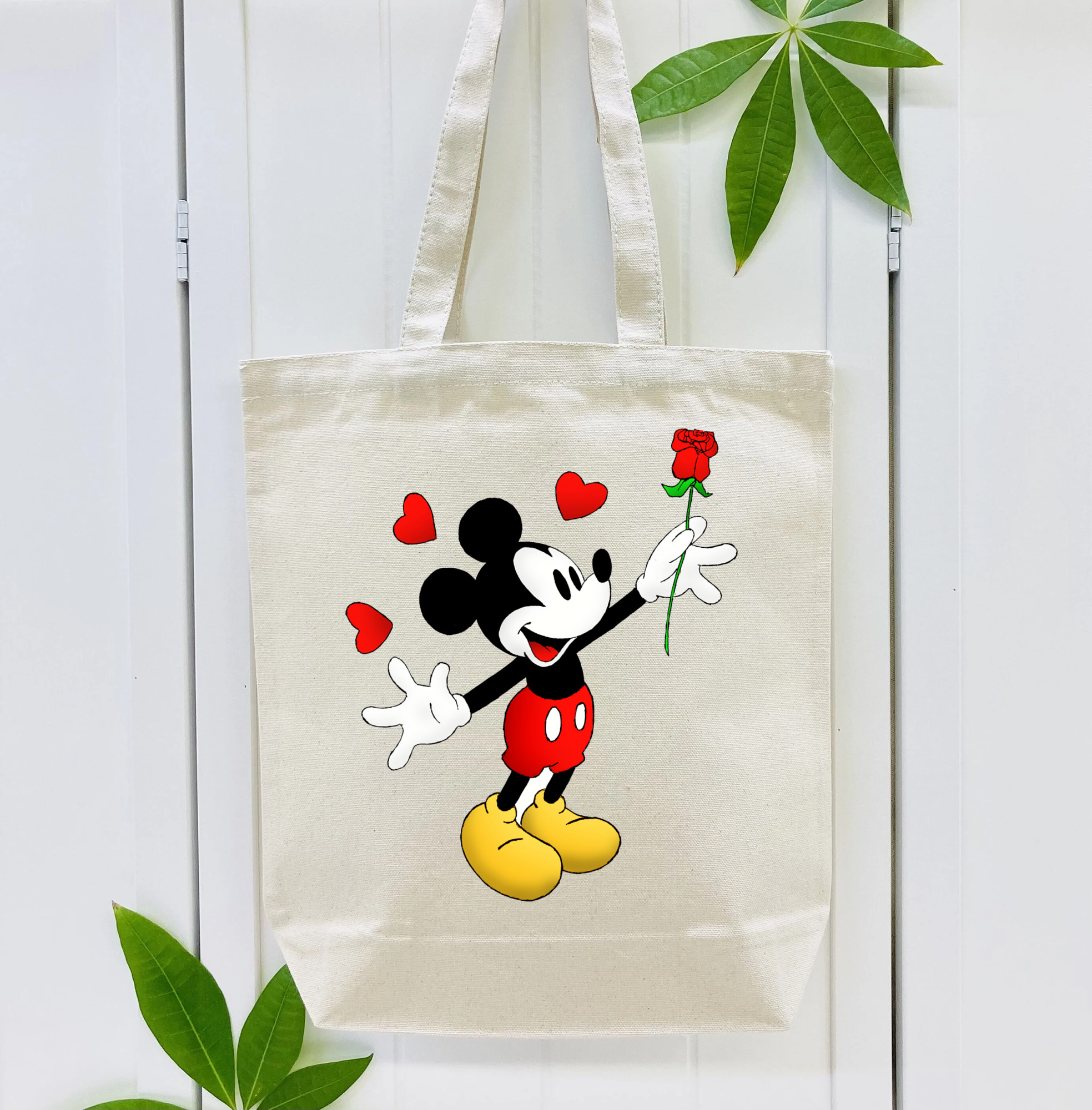 ミッキーマウス Mickey Mouse 縦型キャンバス生地手提げバッグ　トートバッグ