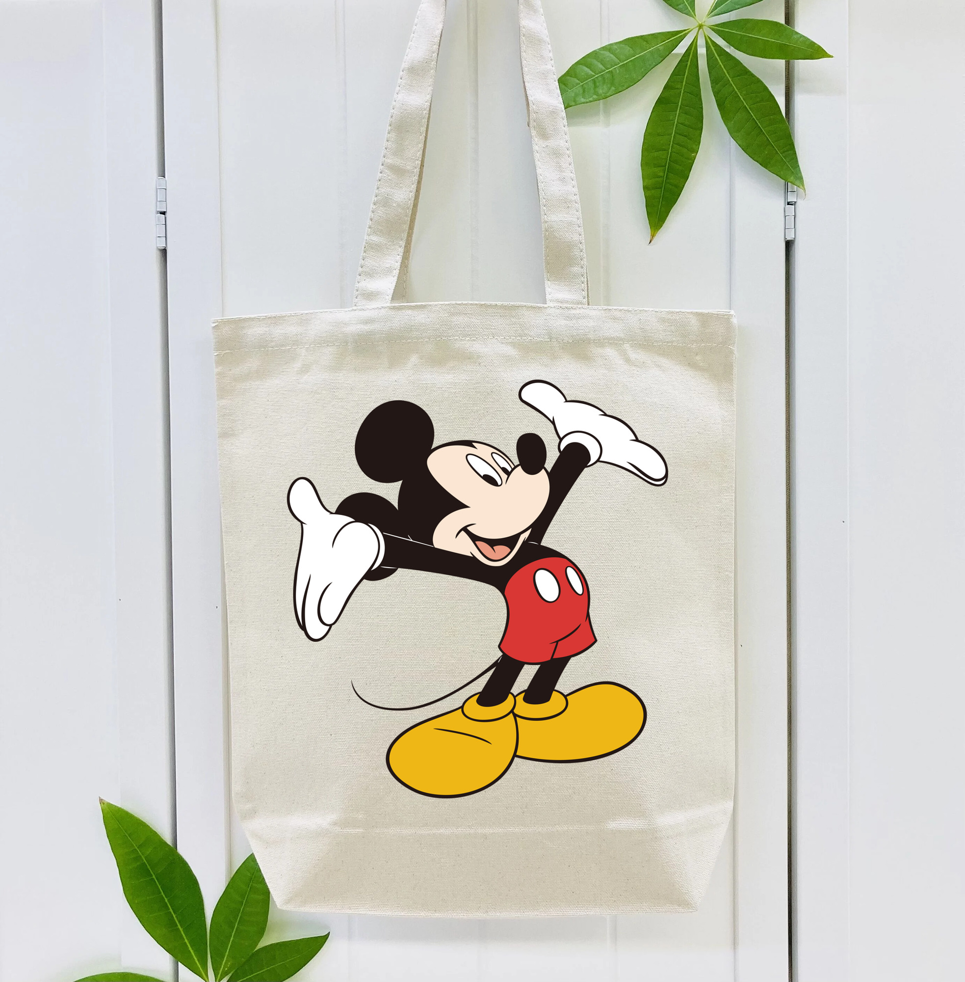 ミッキーマウス Mickey Mouse 縦型キャンバス生地手提げバッグ　トートバッグ