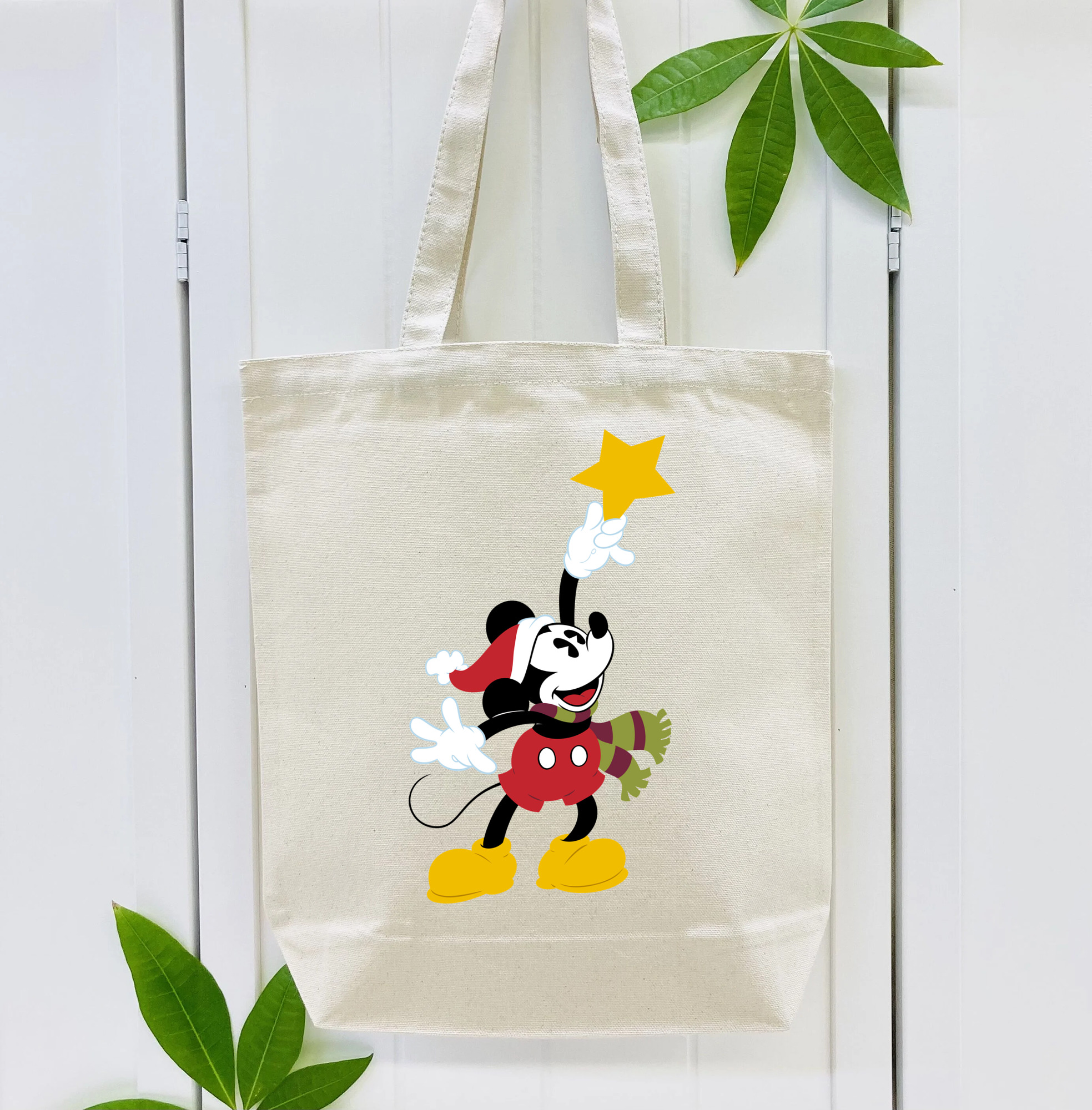 ミッキーマウス Mickey Mouse 縦型キャンバス生地手提げバッグ　トートバッグ