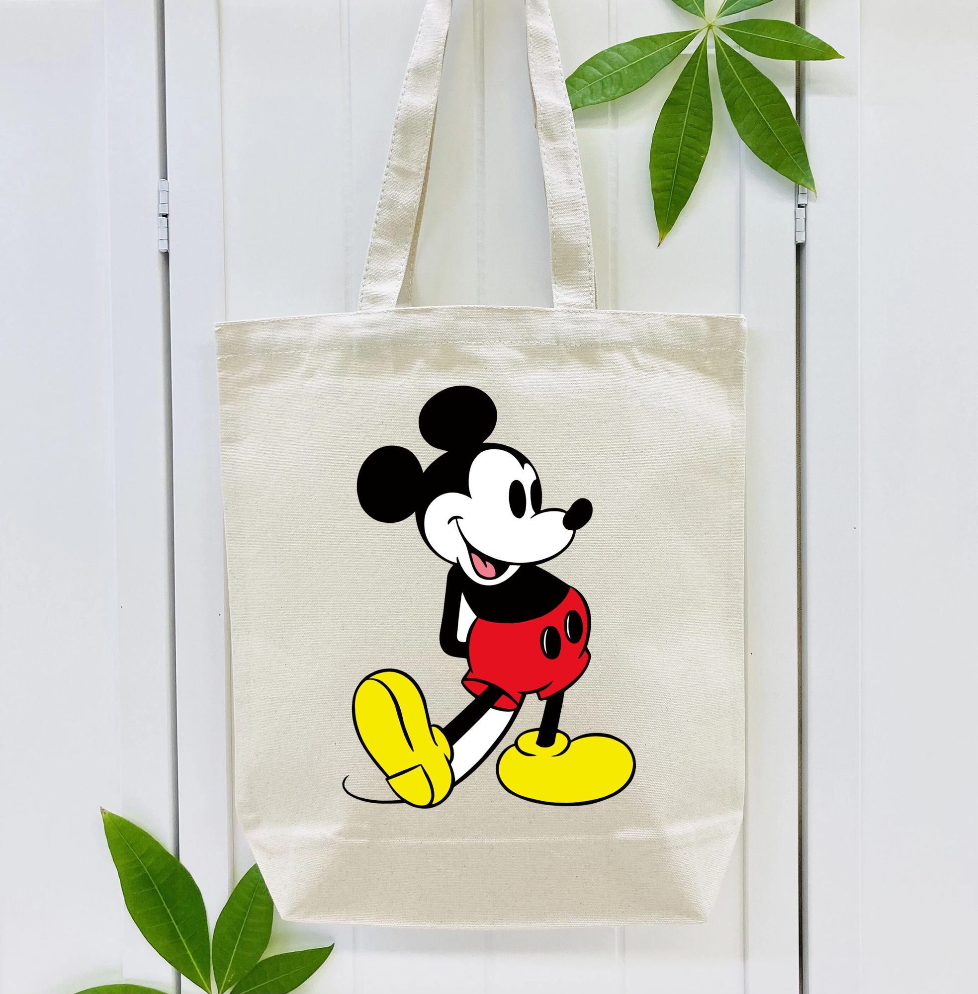 ミッキーマウス Mickey Mouse 縦型キャンバス生地手提げバッグ　トートバッグ