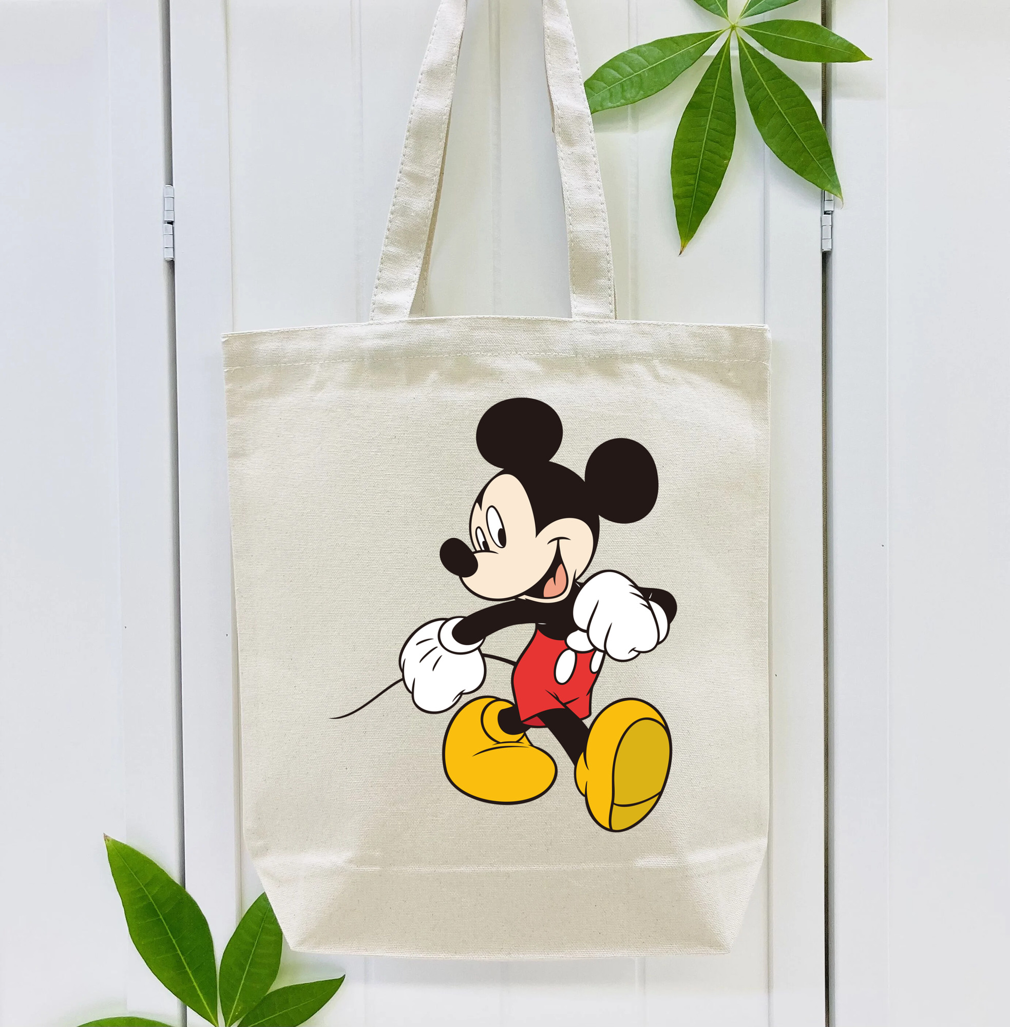ミッキーマウス Mickey Mouse 縦型キャンバス生地手提げバッグ　トートバッグ