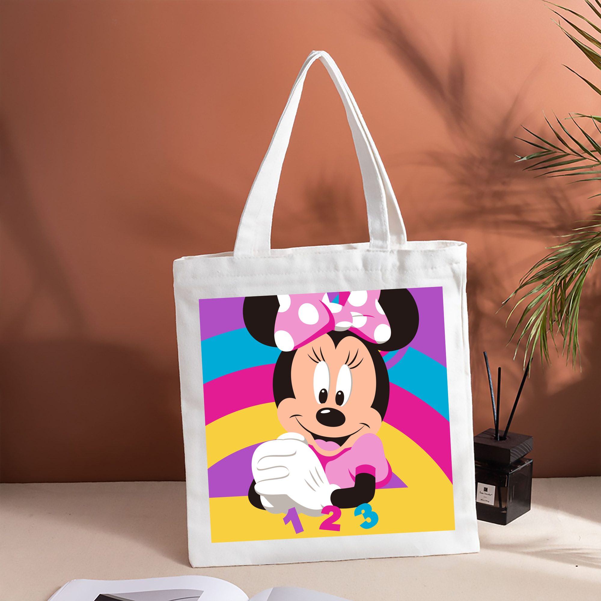 ミッキーマウス Mickey Mouse 縦型キャンバス生地手提げバッグ　トートバッグ