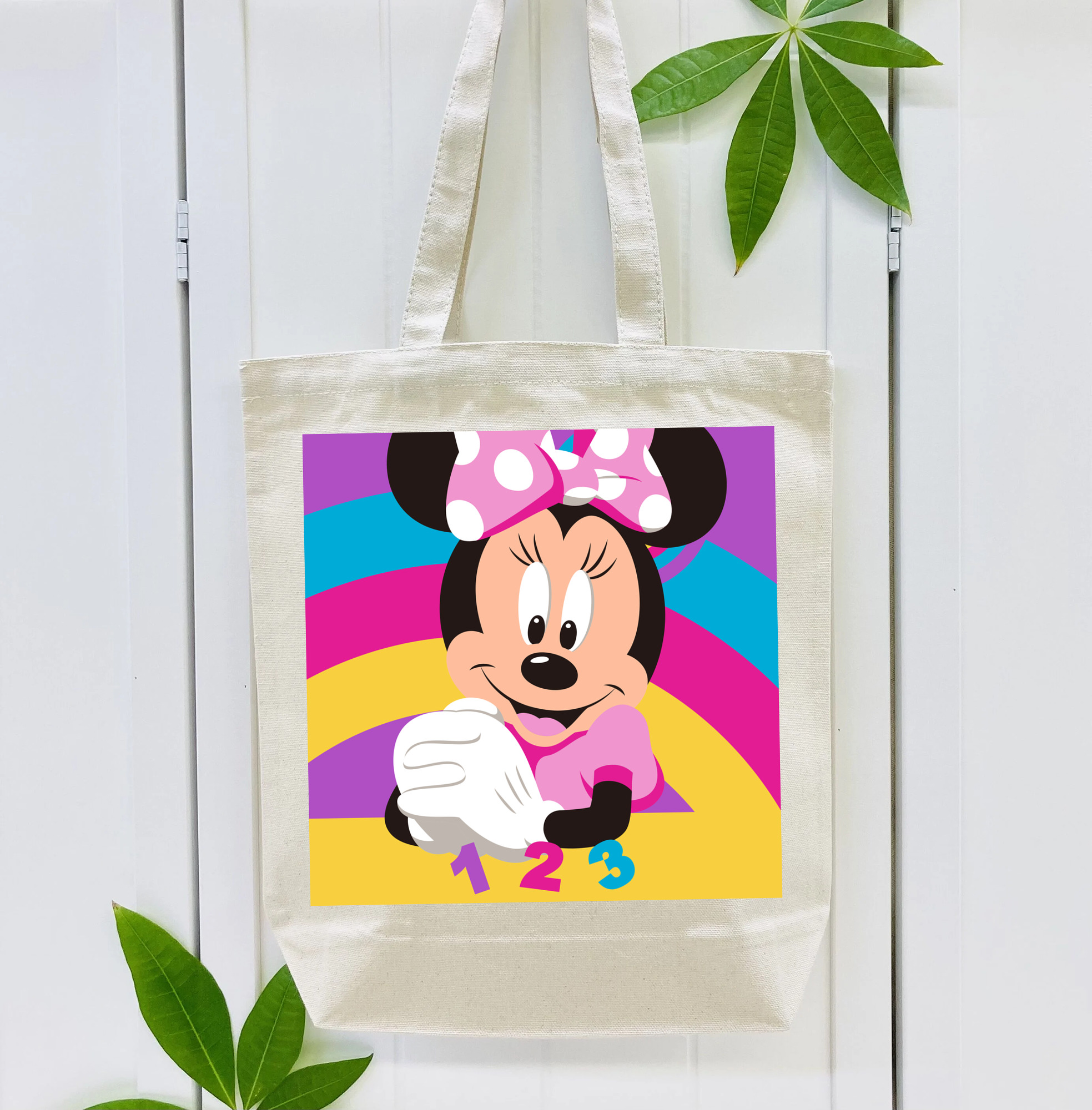 ミッキーマウス Mickey Mouse 縦型キャンバス生地手提げバッグ　トートバッグ