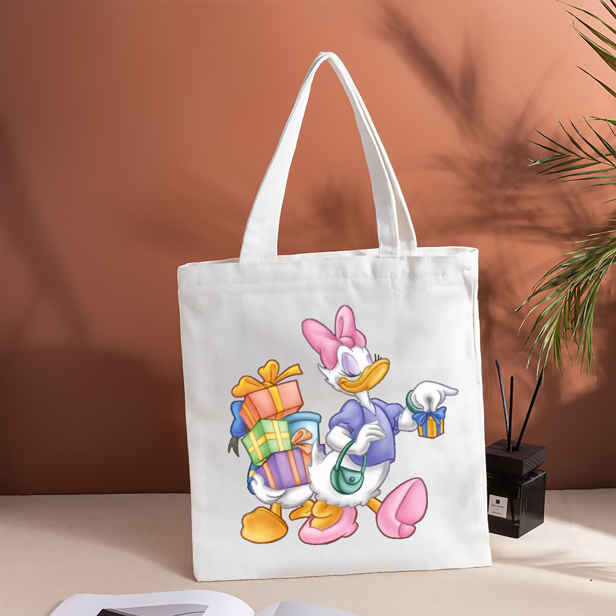 ミッキーマウス Mickey Mouse 縦型キャンバス生地手提げバッグ　トートバッグ