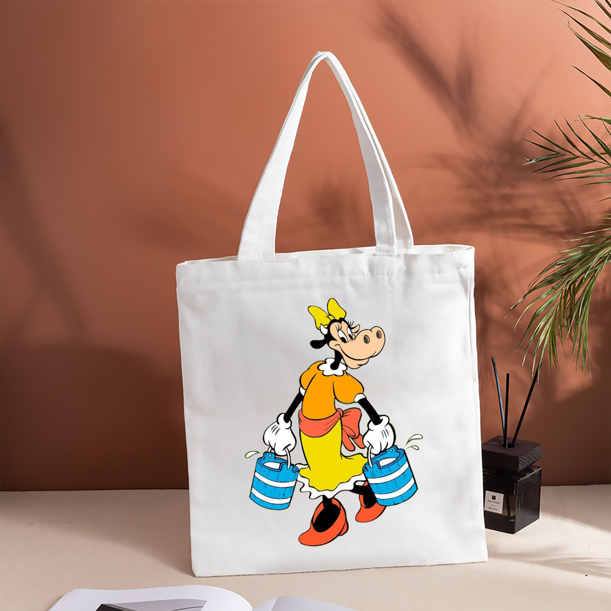 ミッキーマウス Mickey Mouse 縦型キャンバス生地手提げバッグ　トートバッグ