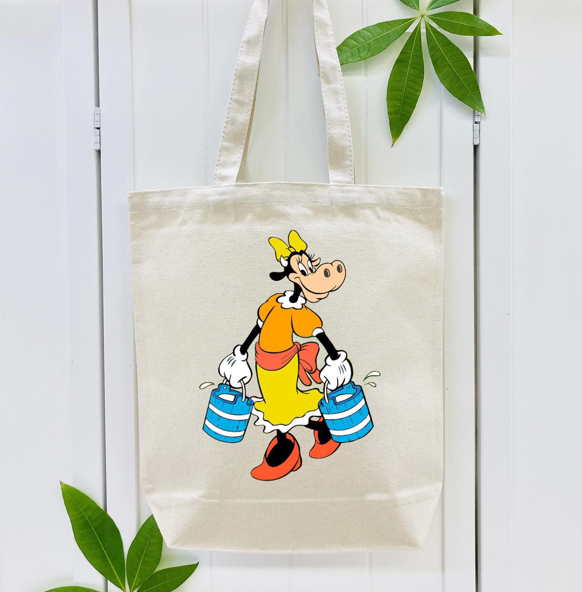 ミッキーマウス Mickey Mouse 縦型キャンバス生地手提げバッグ　トートバッグ