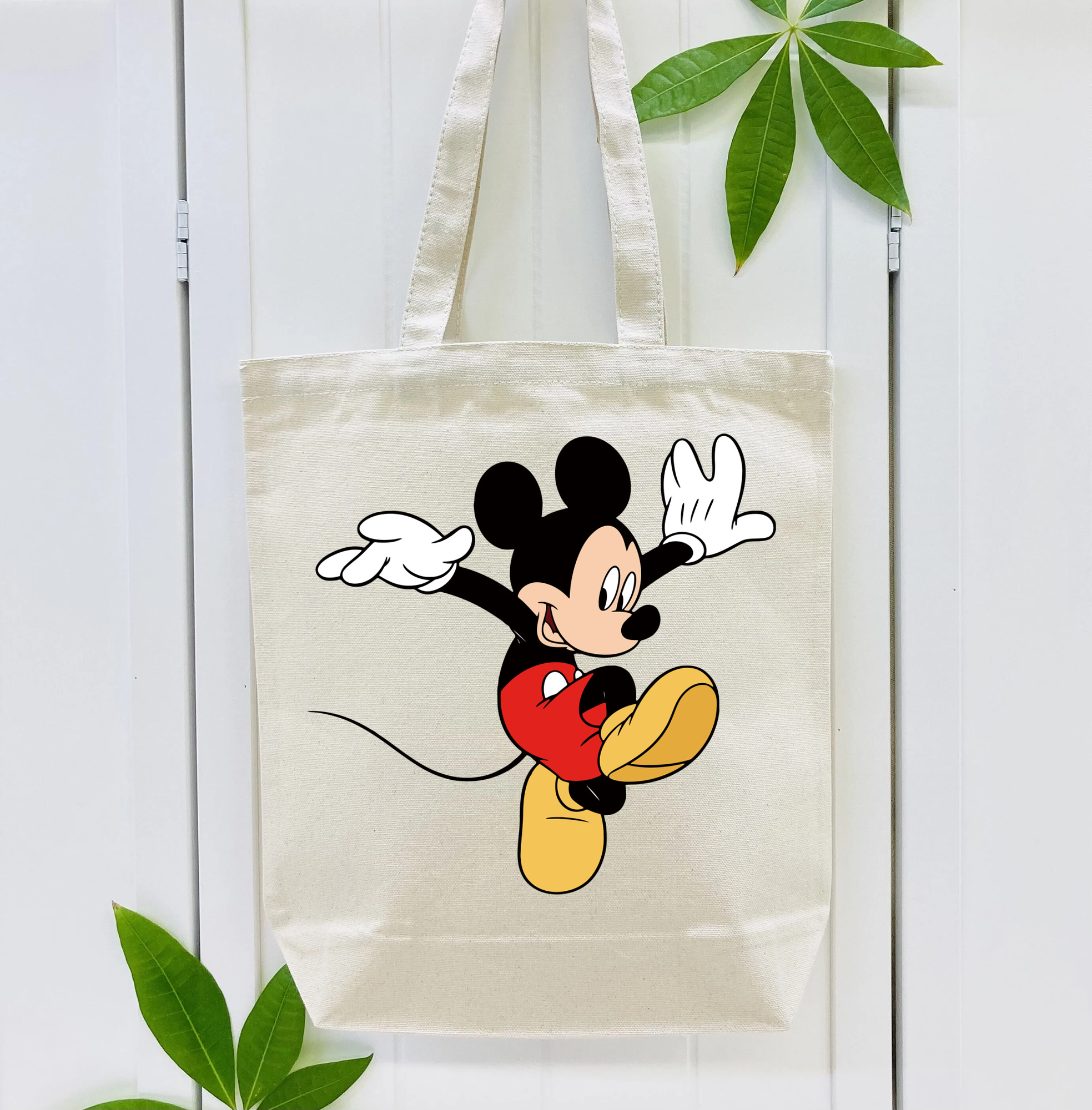 ミッキーマウス Mickey Mouse 縦型キャンバス生地手提げバッグ　トートバッグ