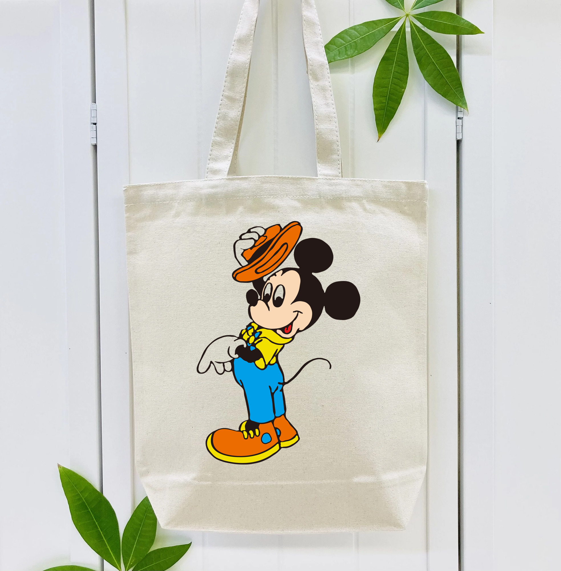 ミッキーマウス Mickey Mouse 縦型キャンバス生地手提げバッグ　トートバッグ