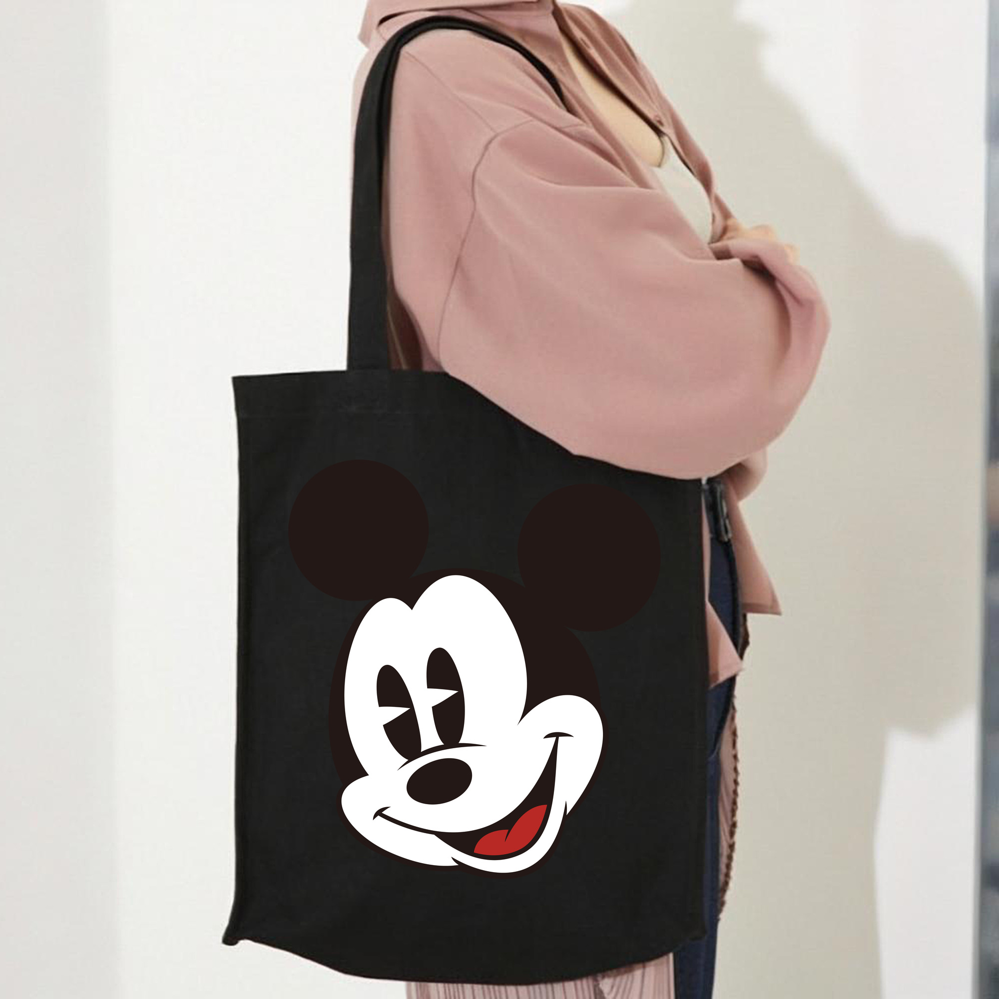 ミッキーマウス Mickey Mouse 縦型キャンバス生地手提げバッグ　トートバッグ