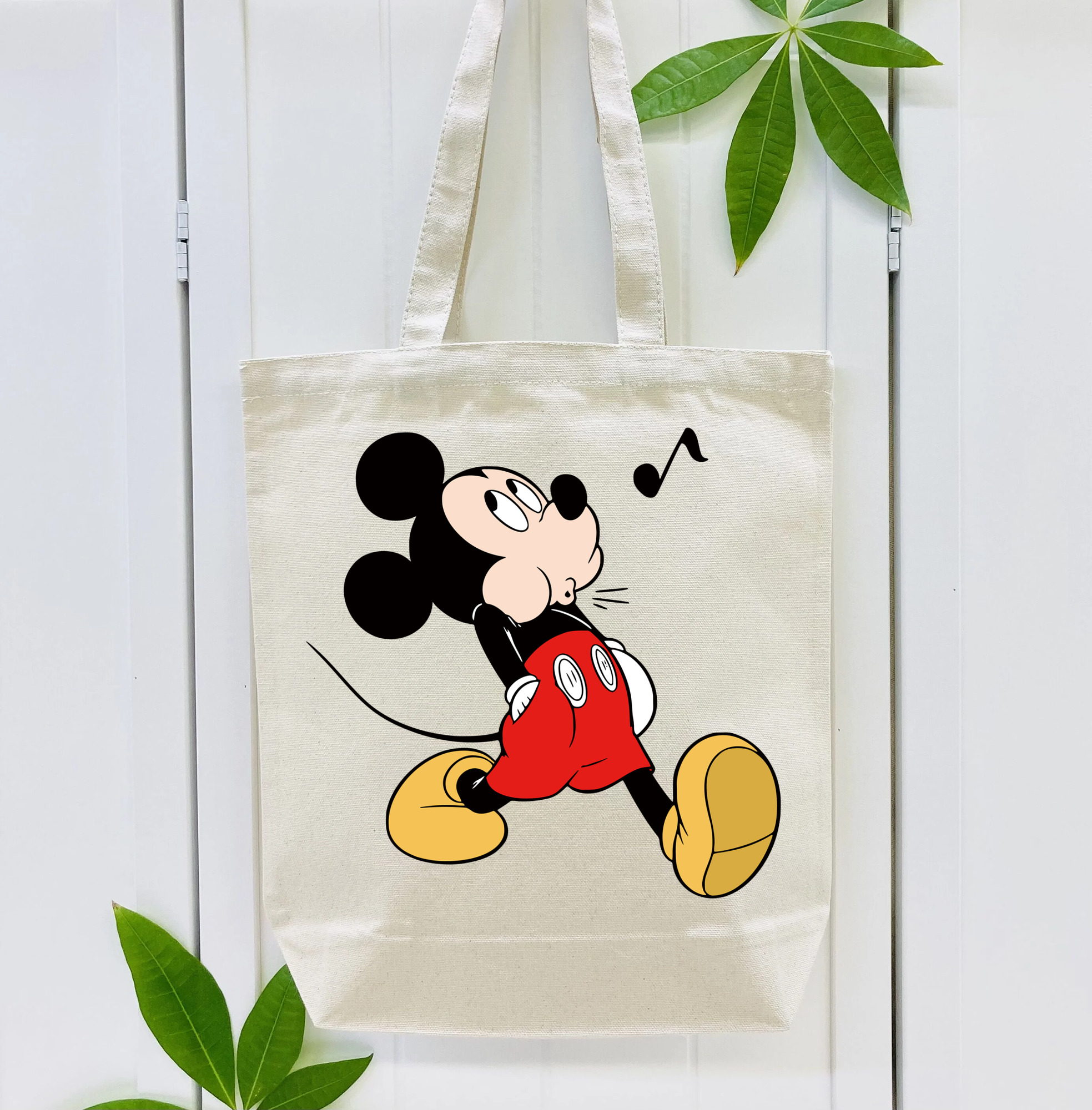ミッキーマウス Mickey Mouse 縦型キャンバス生地手提げバッグ　トートバッグ