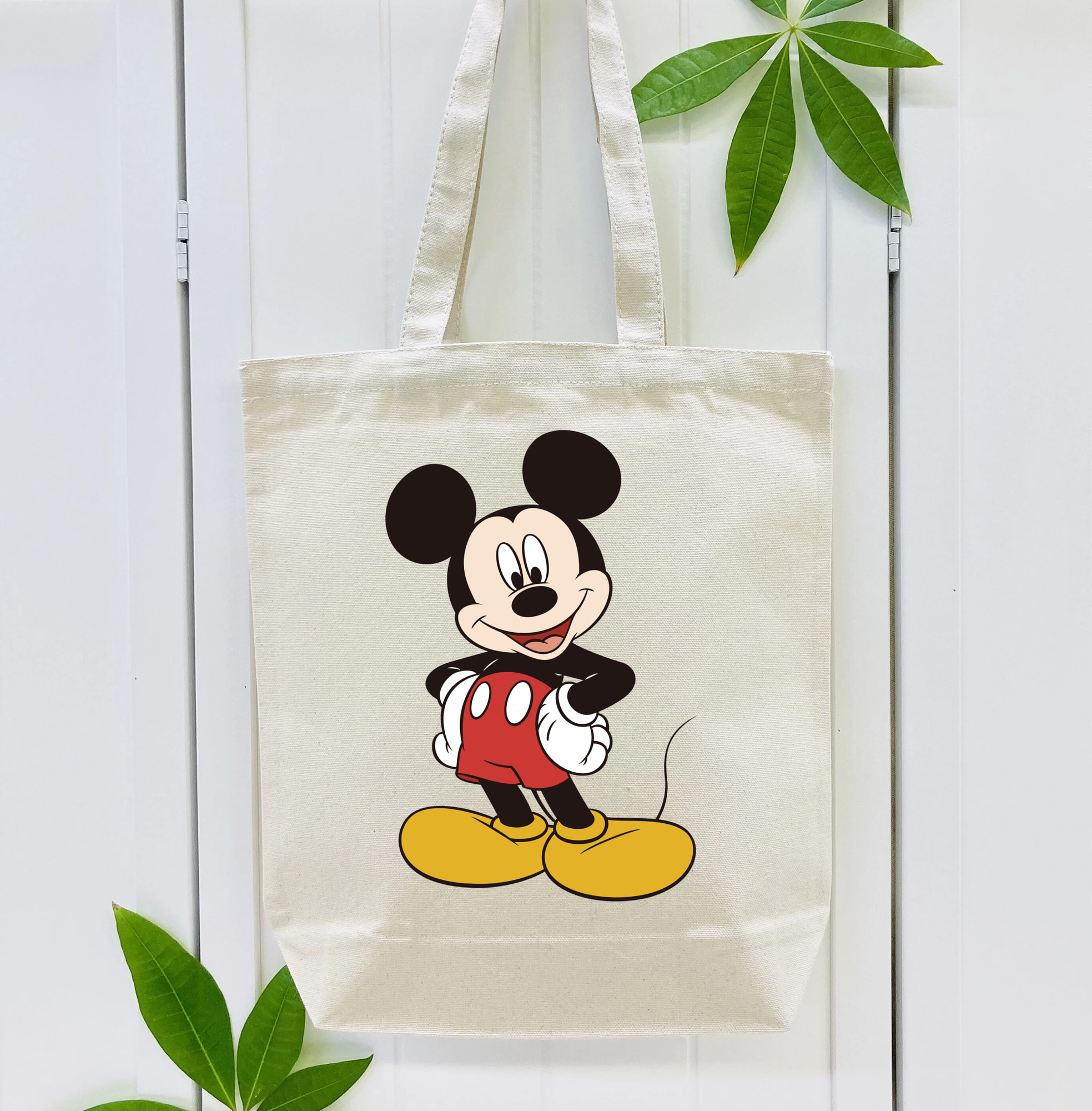 ミッキーマウス Mickey Mouse 縦型キャンバス生地手提げバッグ　トートバッグ
