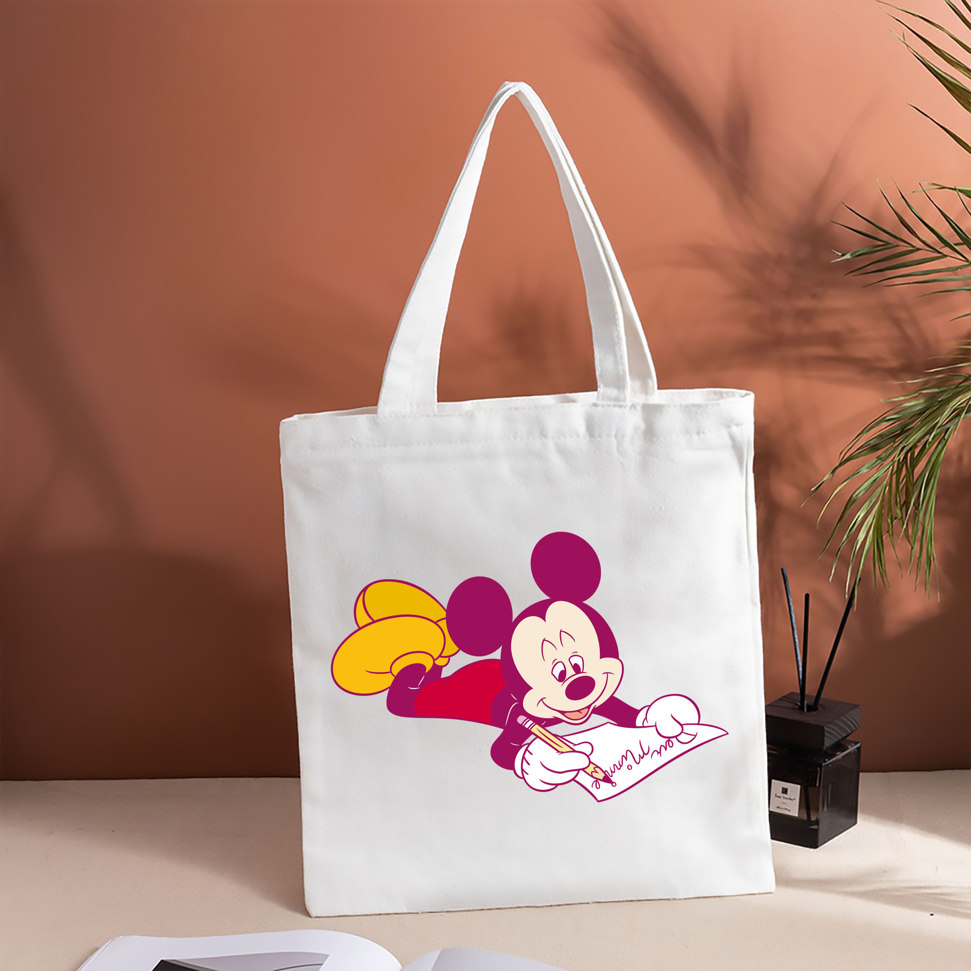 ミッキーマウス Mickey Mouse 縦型キャンバス生地手提げバッグ　トートバッグ