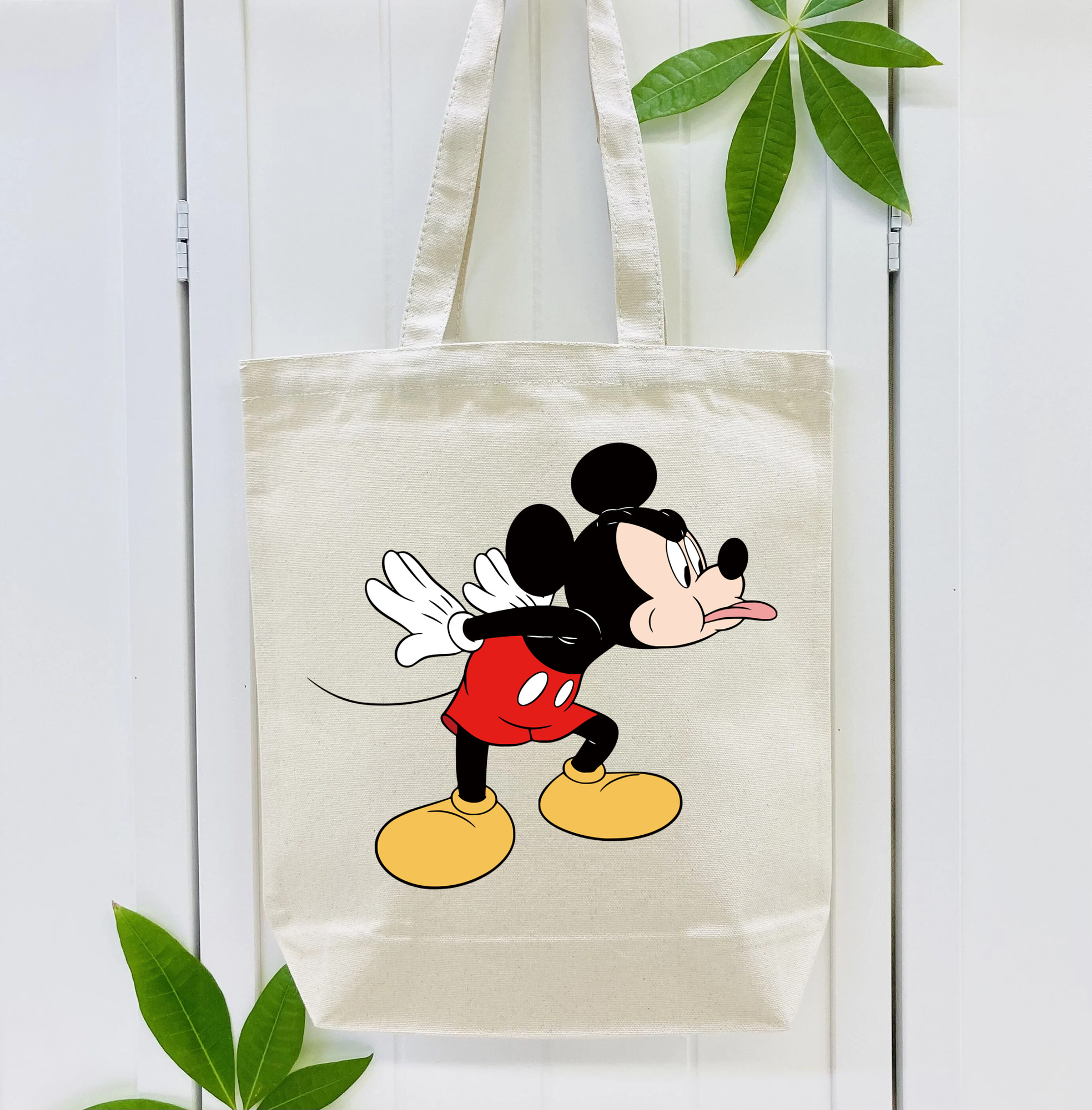 ミッキーマウス Mickey Mouse 縦型キャンバス生地手提げバッグ　トートバッグ