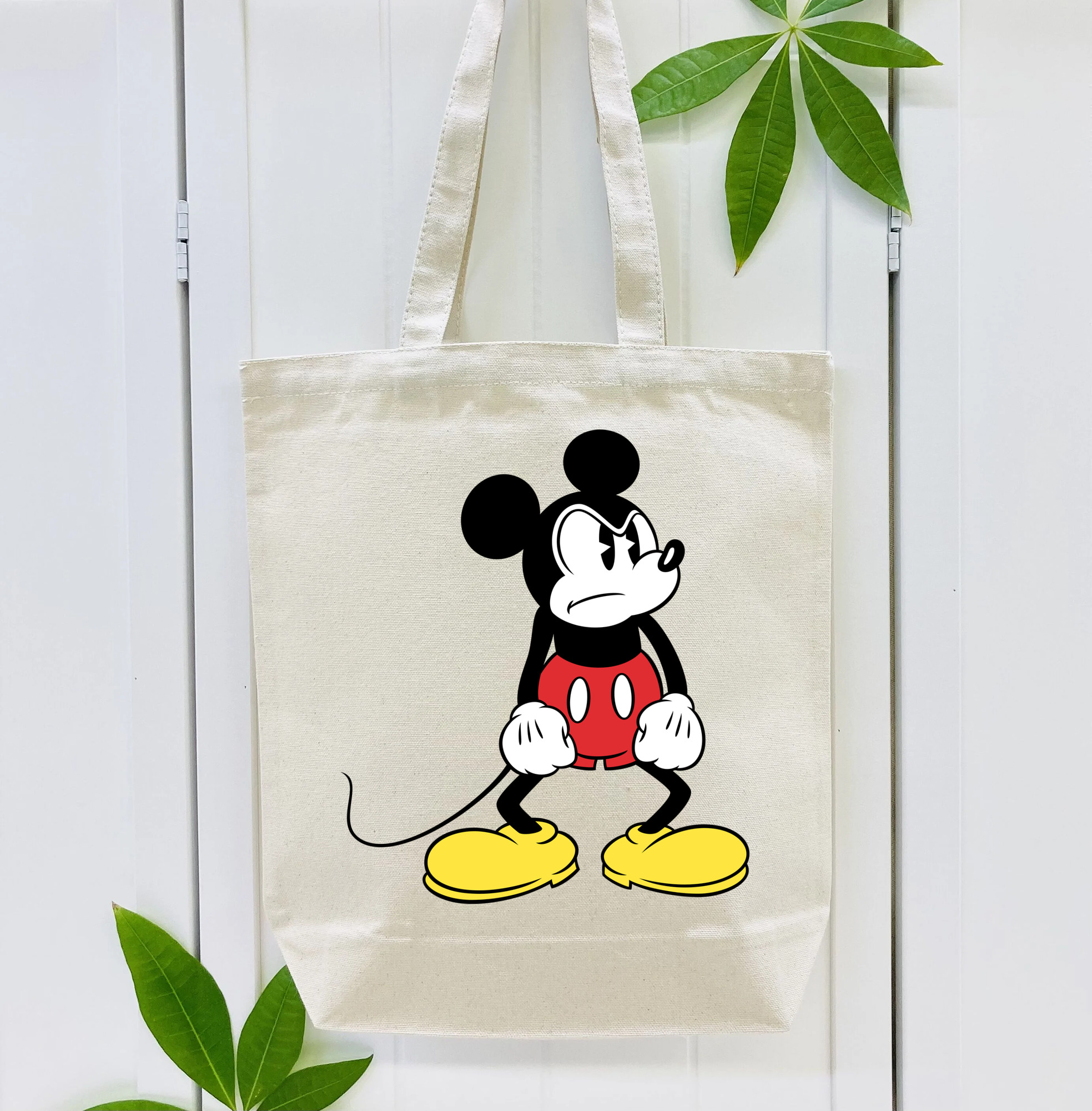 ミッキーマウス Mickey Mouse 縦型キャンバス生地手提げバッグ　トートバッグ