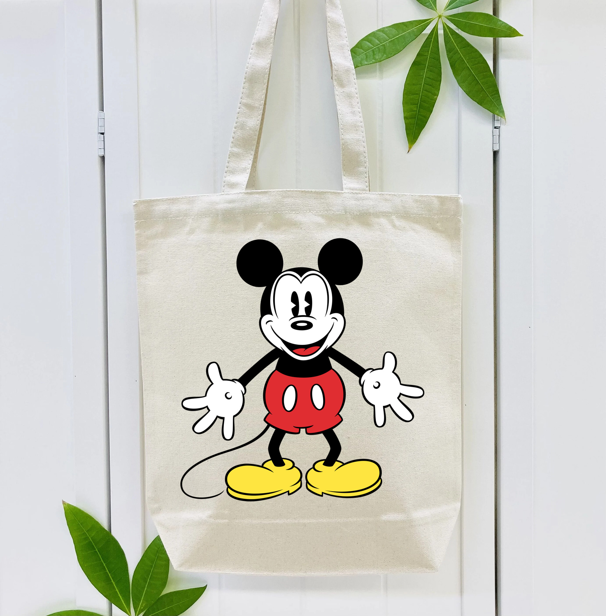 ミッキーマウス Mickey Mouse 縦型キャンバス生地手提げバッグ　トートバッグ