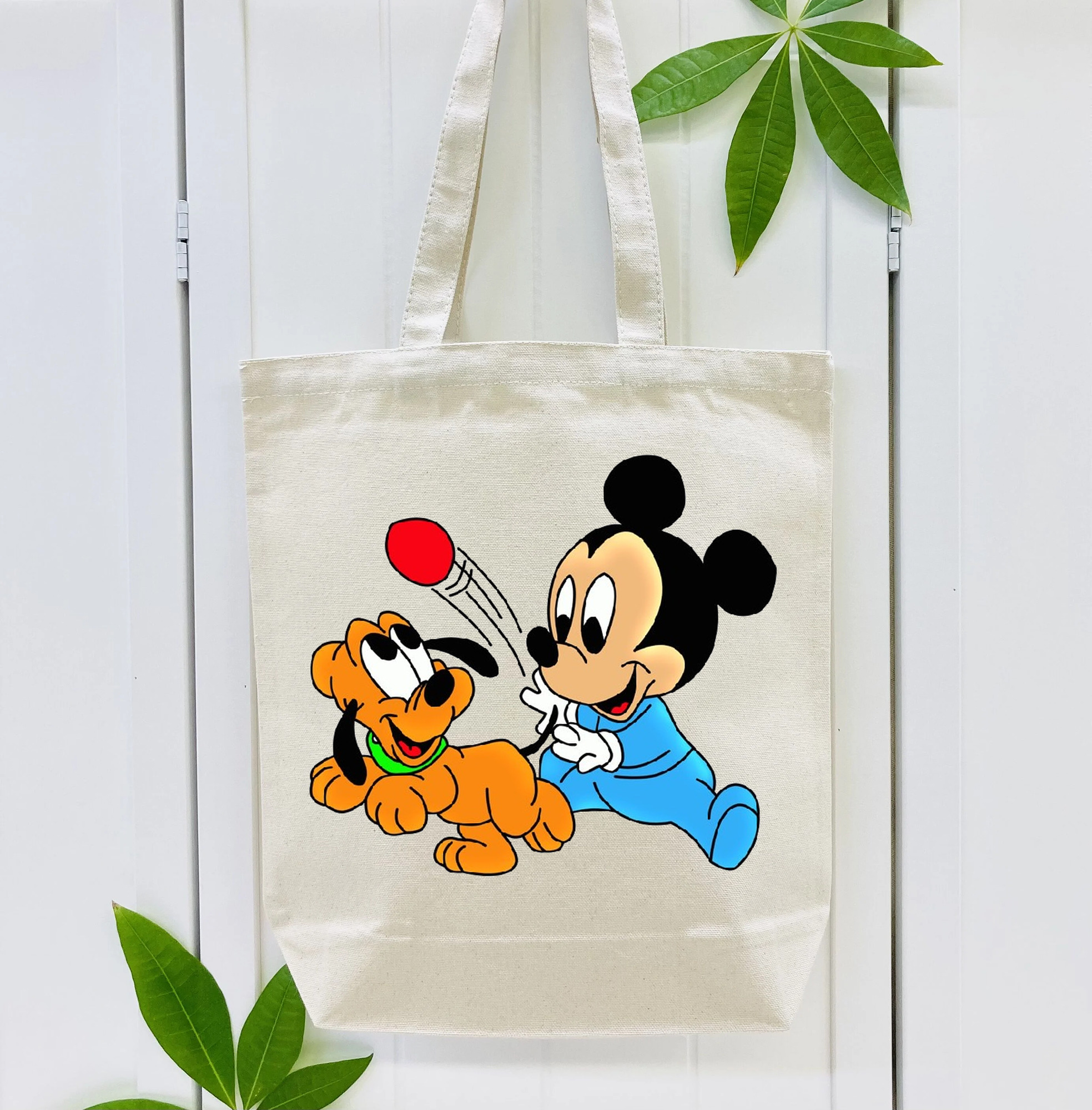 ミッキーマウス Mickey Mouse 縦型キャンバス生地手提げバッグ　トートバッグ