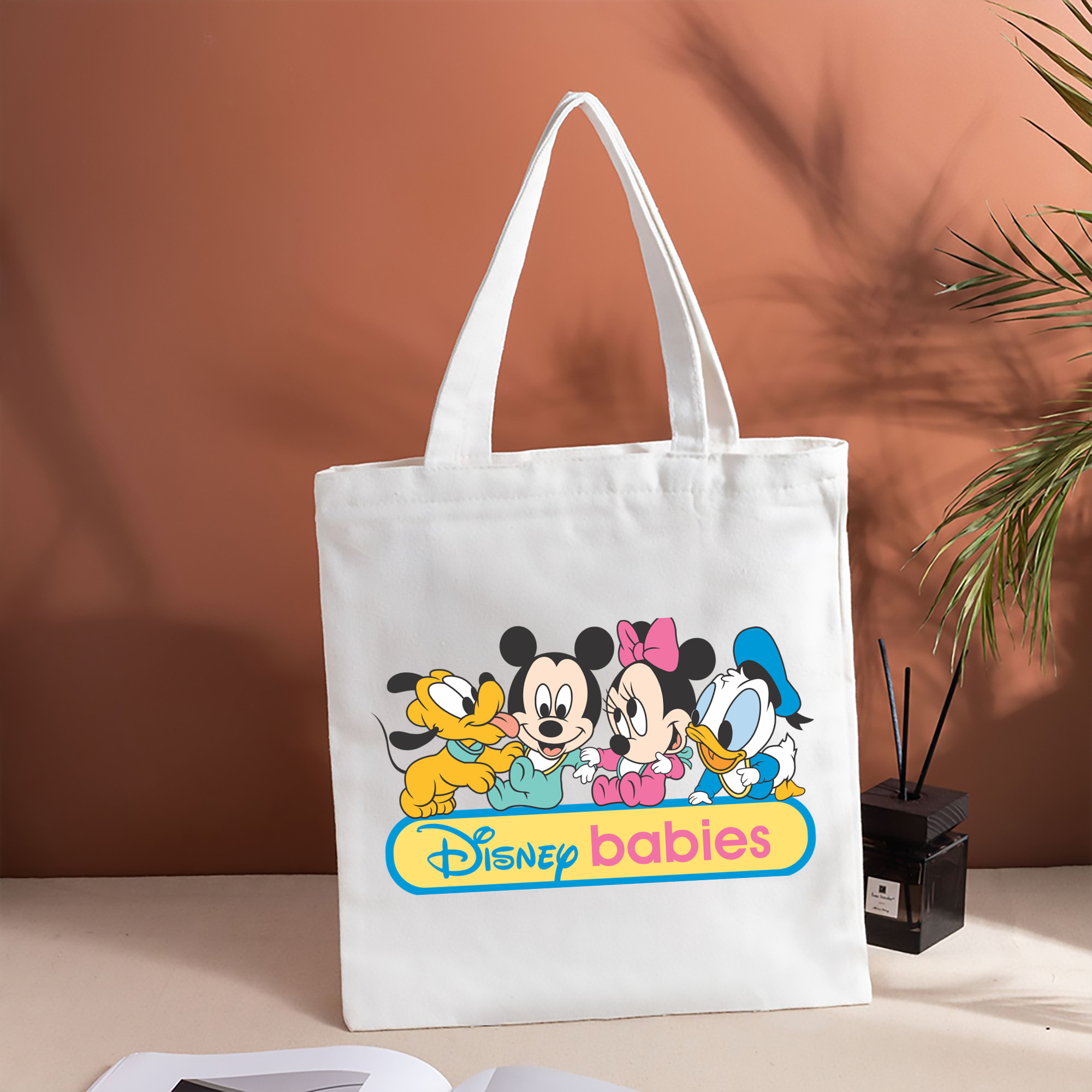 ミッキーマウス Mickey Mouse 縦型キャンバス生地手提げバッグ　トートバッグ