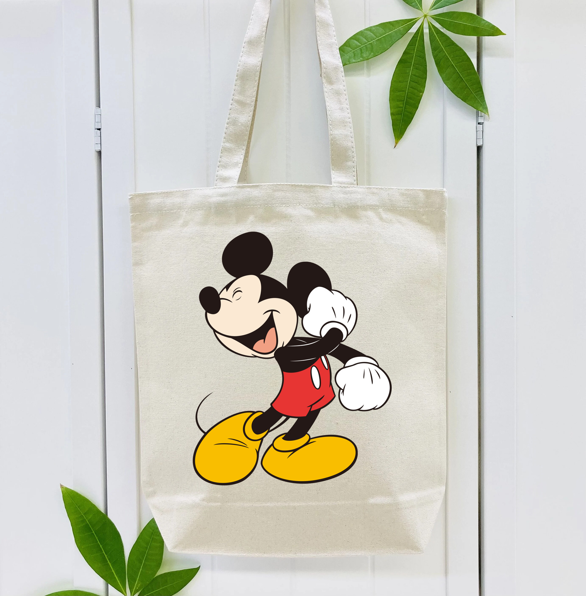 ミッキーマウス Mickey Mouse 縦型キャンバス生地手提げバッグ　トートバッグ