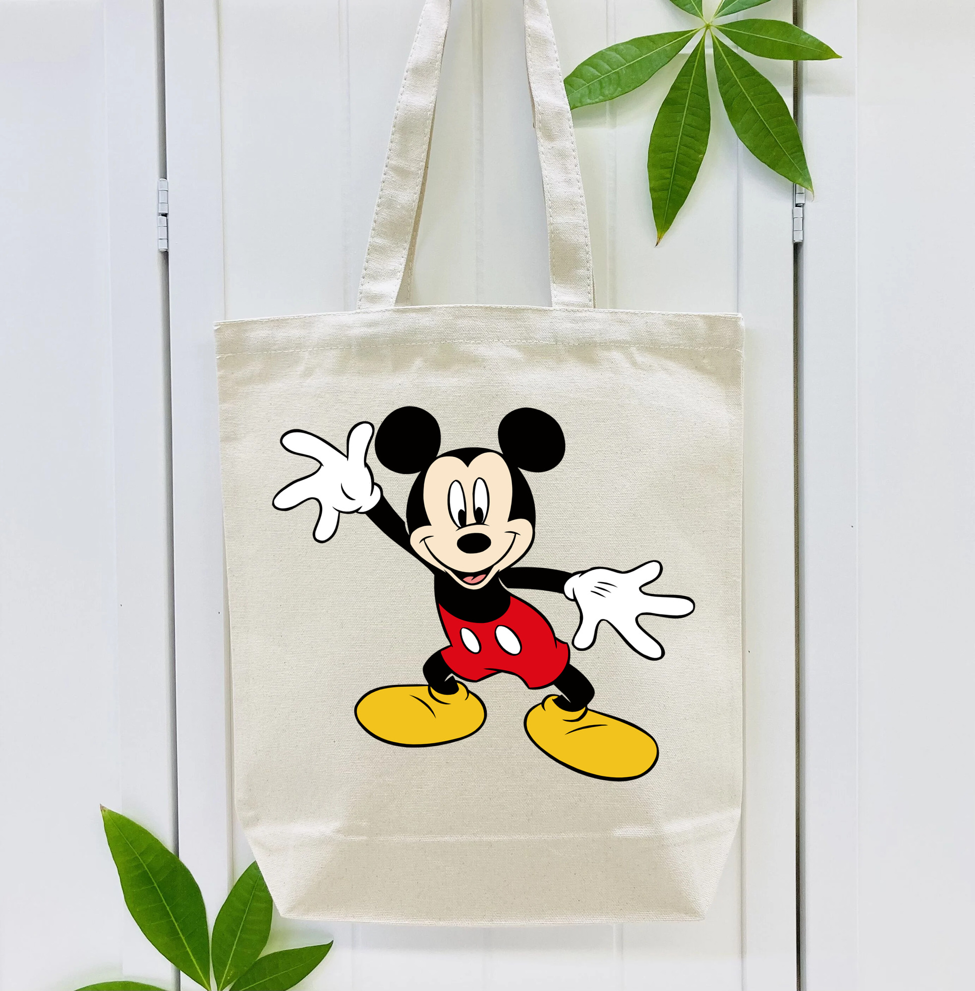ミッキーマウス Mickey Mouse 縦型キャンバス生地手提げバッグ　トートバッグ