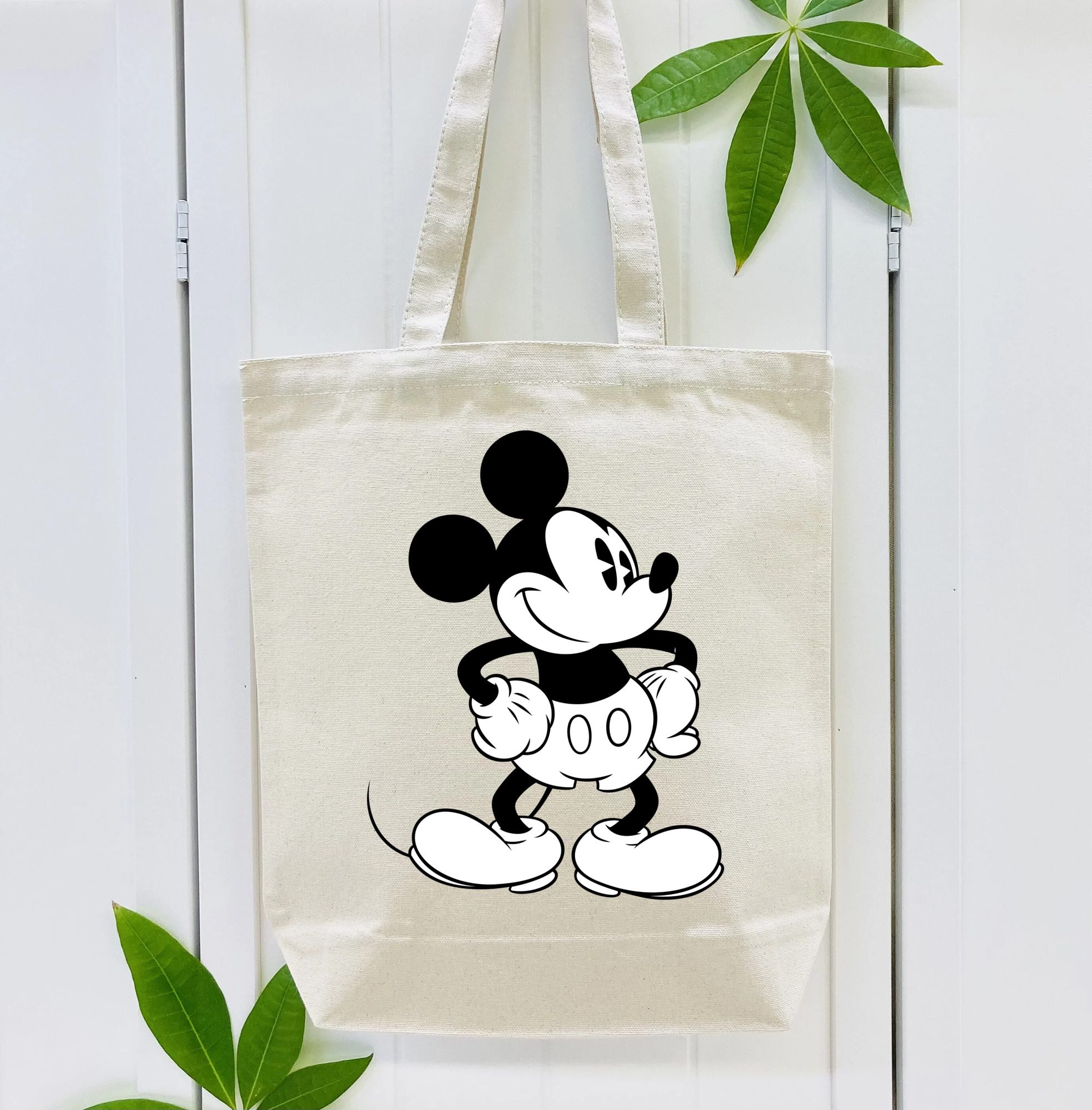 ミッキーマウス Mickey Mouse 縦型キャンバス生地手提げバッグ　トートバッグ