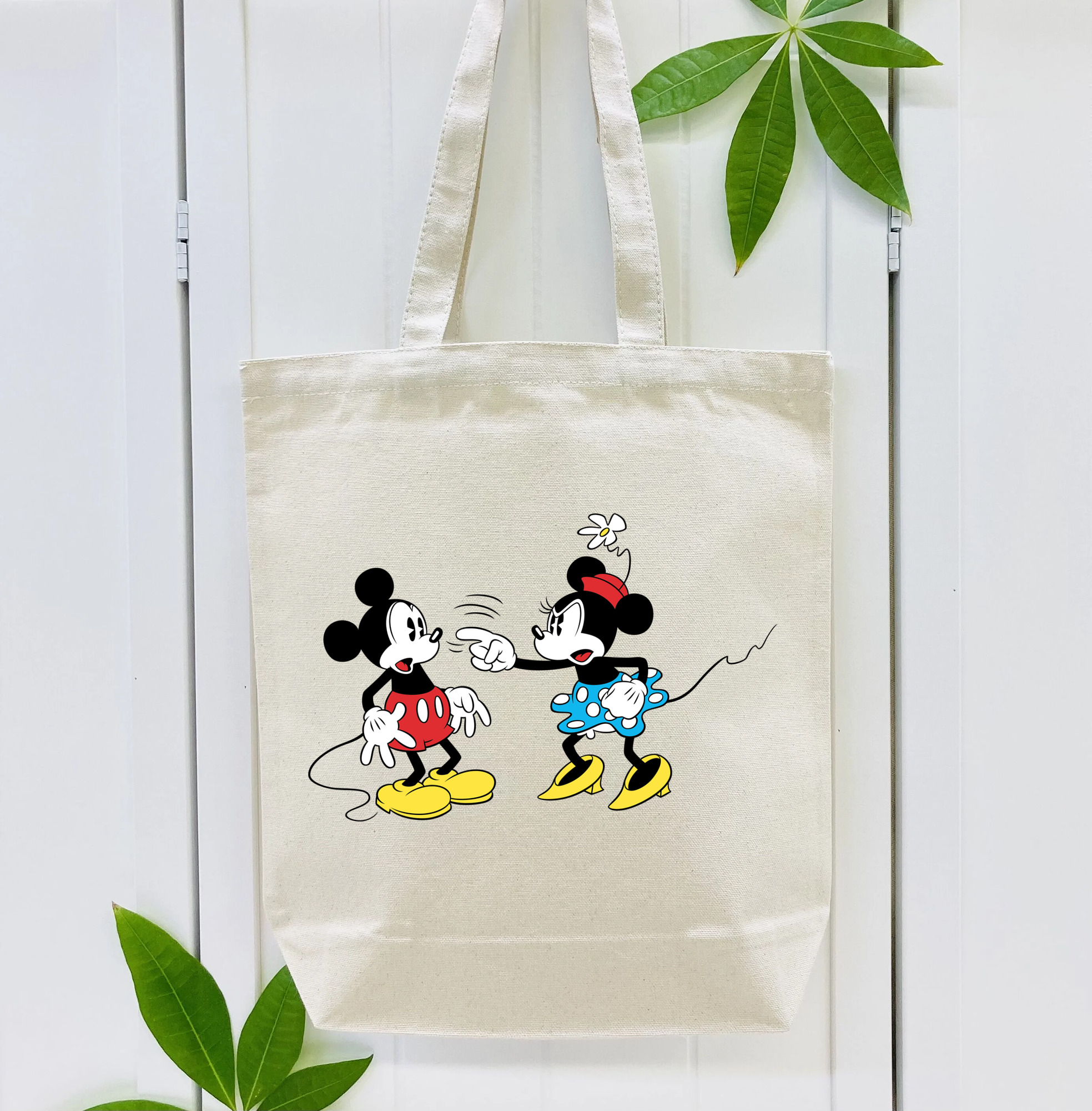 ミッキーマウス Mickey Mouse 縦型キャンバス生地手提げバッグ　トートバッグ