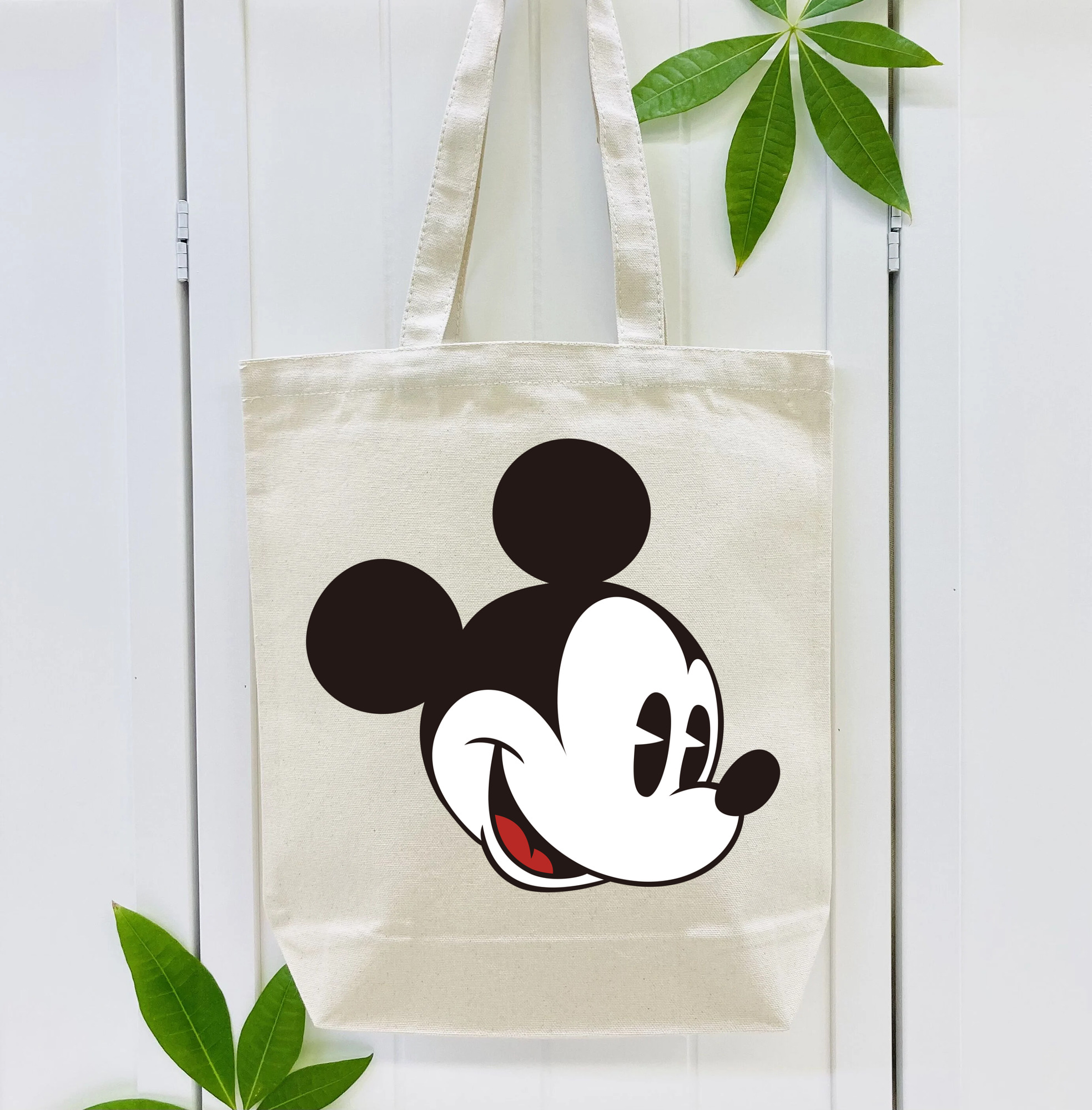 ミッキーマウス Mickey Mouse 縦型キャンバス生地手提げバッグ　トートバッグ