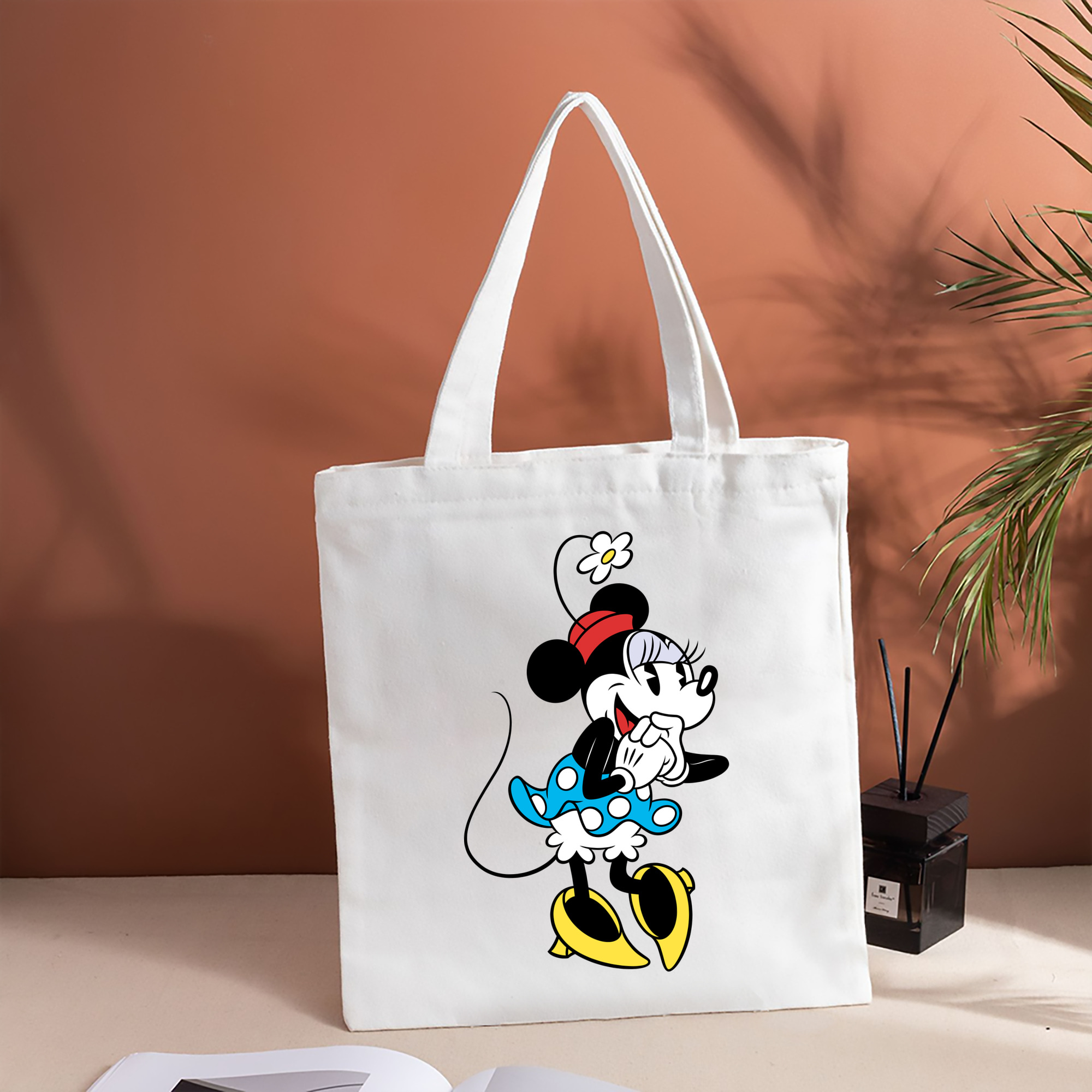 ミッキーマウス Mickey Mouse 縦型キャンバス生地手提げバッグ　トートバッグ