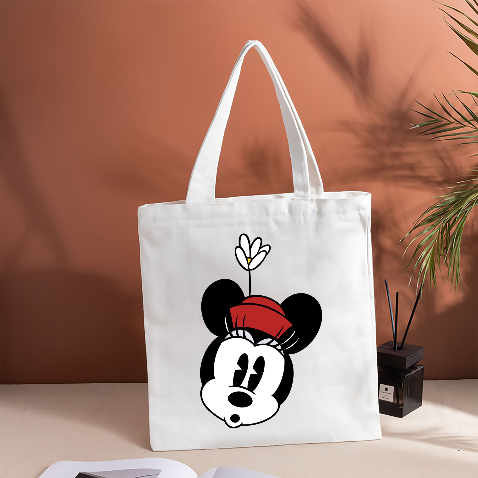 ミッキーマウス Mickey Mouse 縦型キャンバス生地手提げバッグ　トートバッグ