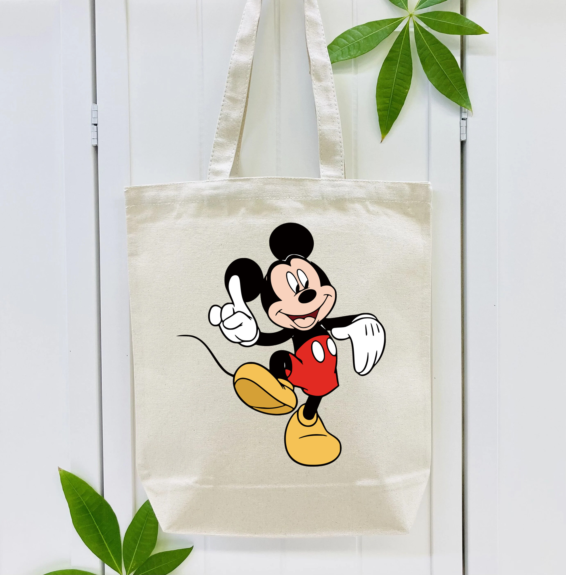 ミッキーマウス Mickey Mouse 縦型キャンバス生地手提げバッグ　トートバッグ