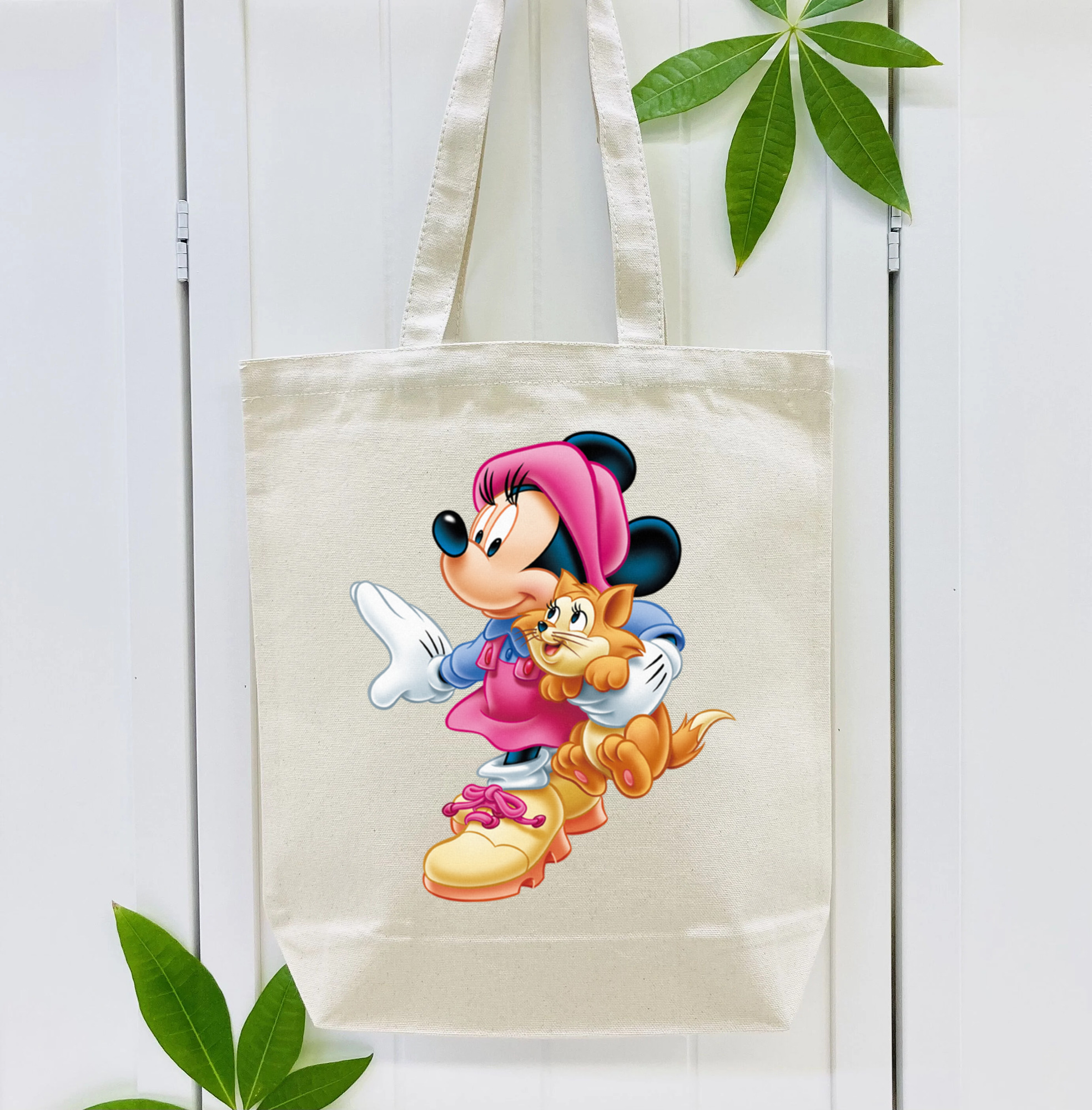 ミッキーマウス Mickey Mouse 縦型キャンバス生地手提げバッグ　トートバッグ