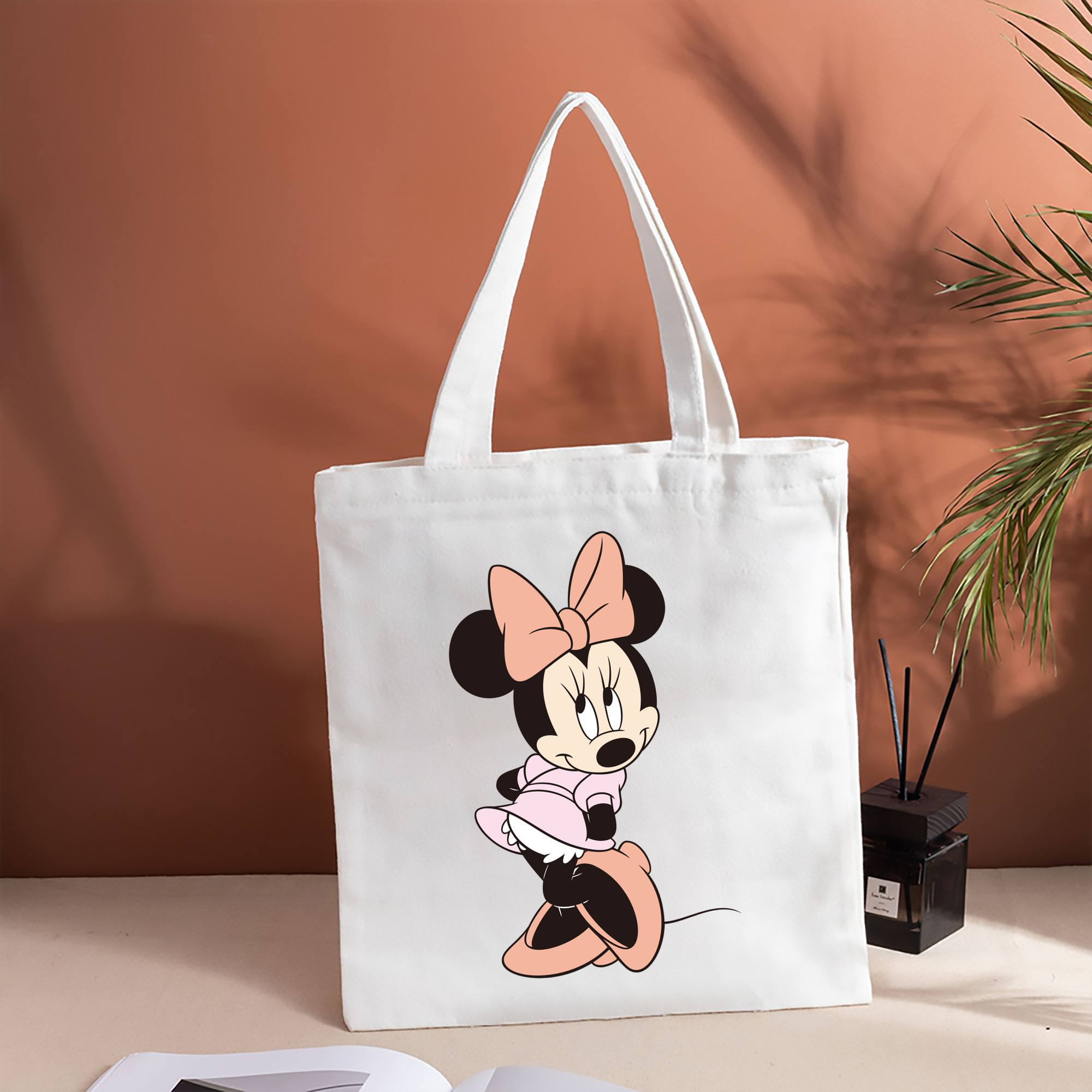 ミッキーマウス Mickey Mouse 縦型キャンバス生地手提げバッグ　トートバッグ