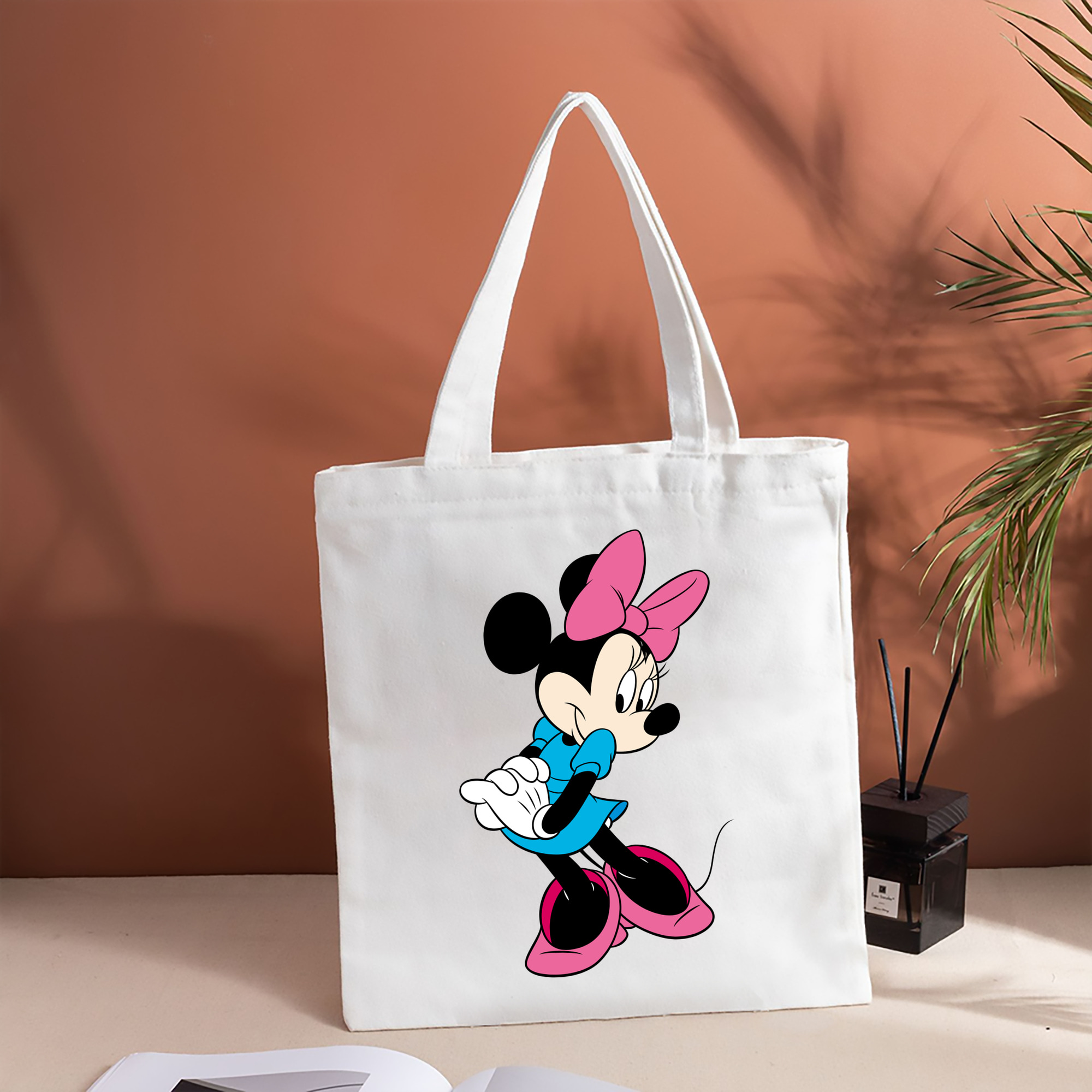 ミッキーマウス Mickey Mouse 縦型キャンバス生地手提げバッグ　トートバッグ