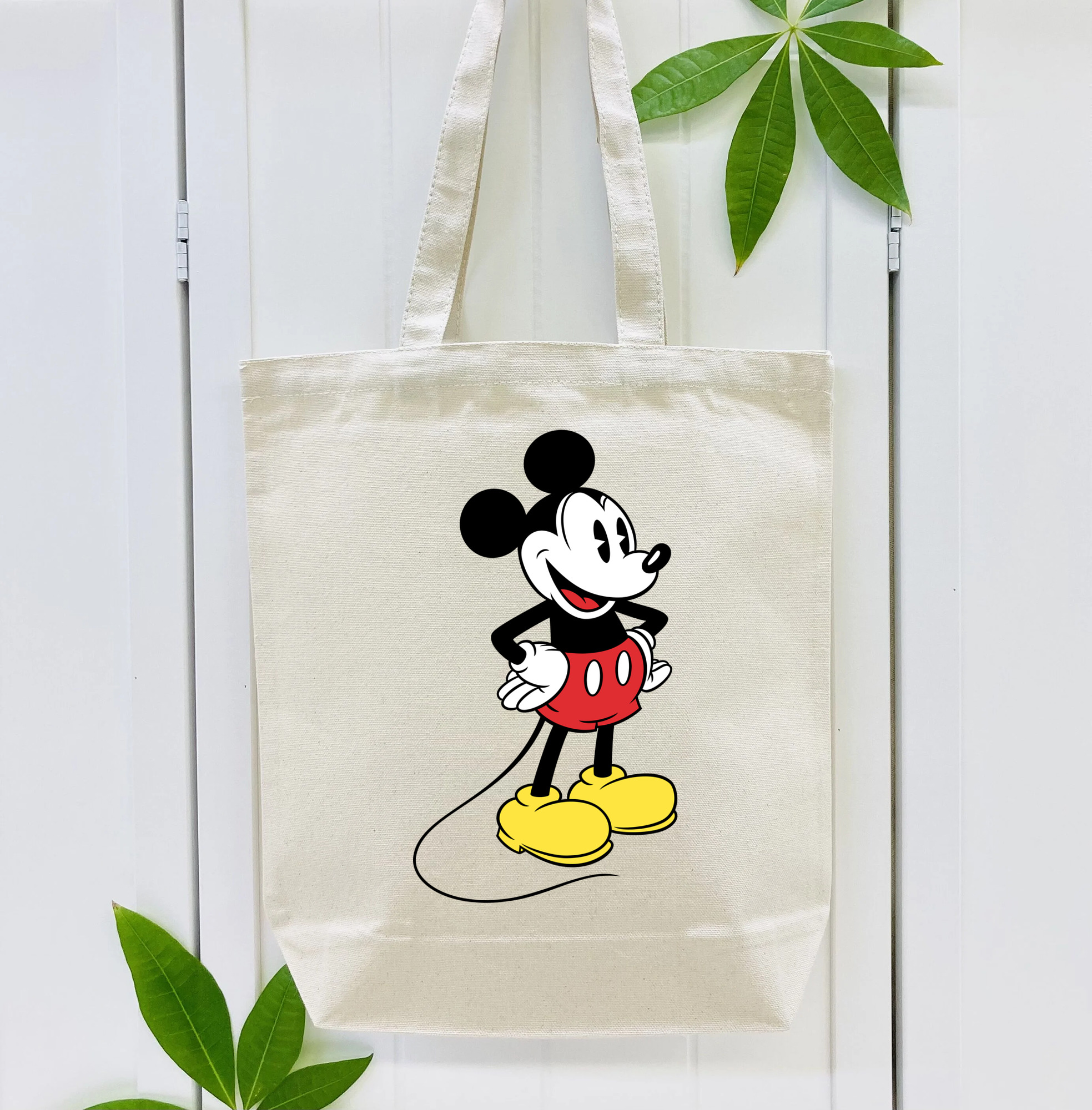 ミッキーマウス Mickey Mouse 縦型キャンバス生地手提げバッグ　トートバッグ