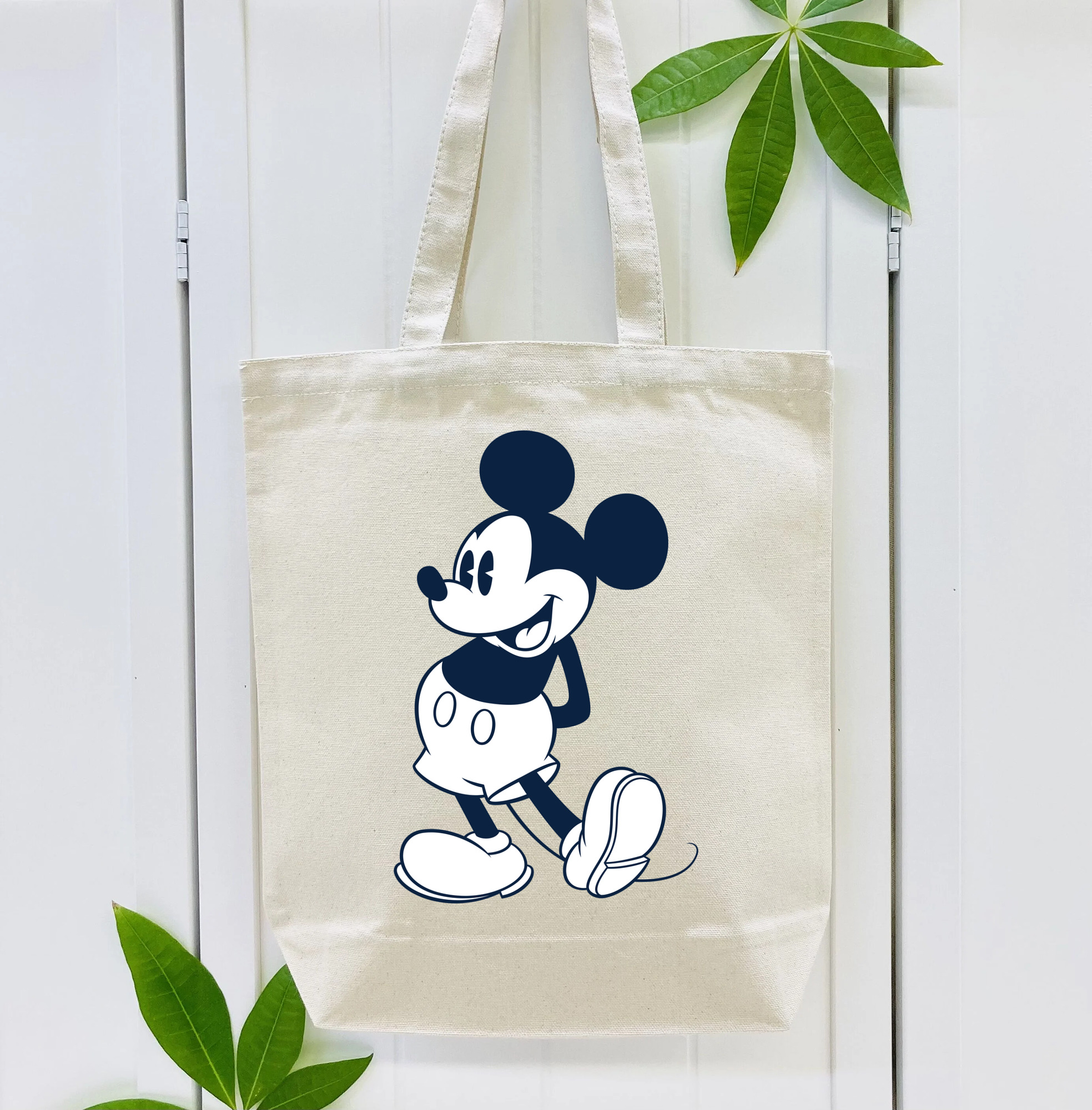 ミッキーマウス Mickey Mouse 縦型キャンバス生地手提げバッグ　トートバッグ