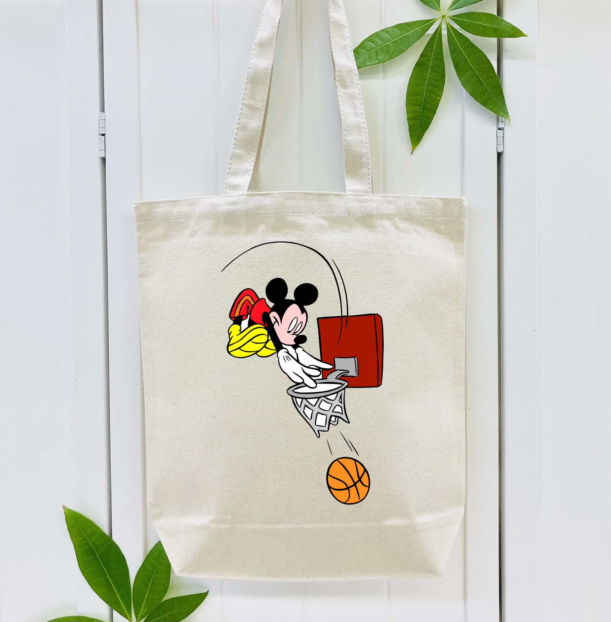 ミッキーマウス Mickey Mouse 縦型キャンバス生地手提げバッグ　トートバッグ