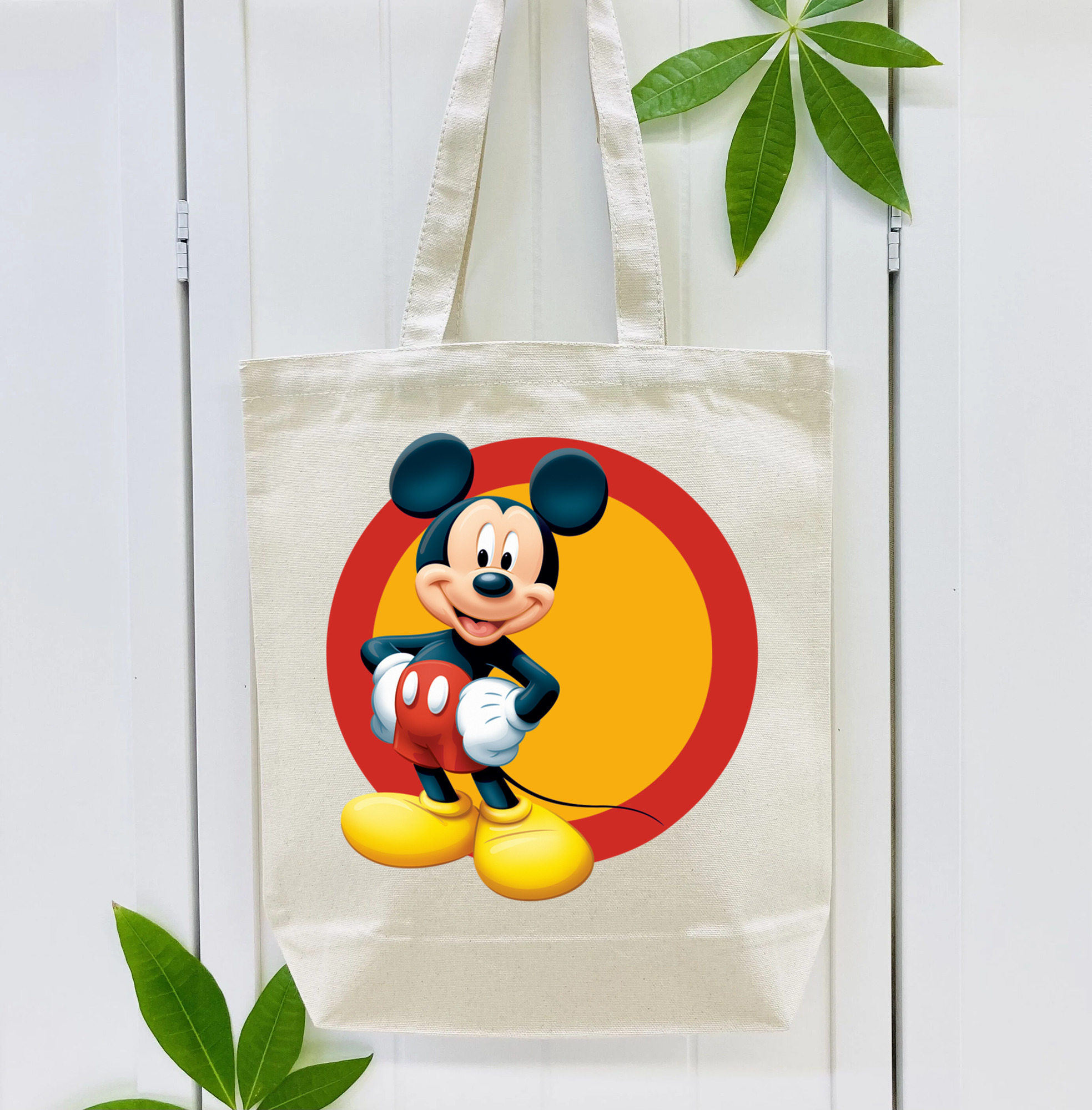 ミッキーマウス Mickey Mouse 縦型キャンバス生地手提げバッグ　トートバッグ