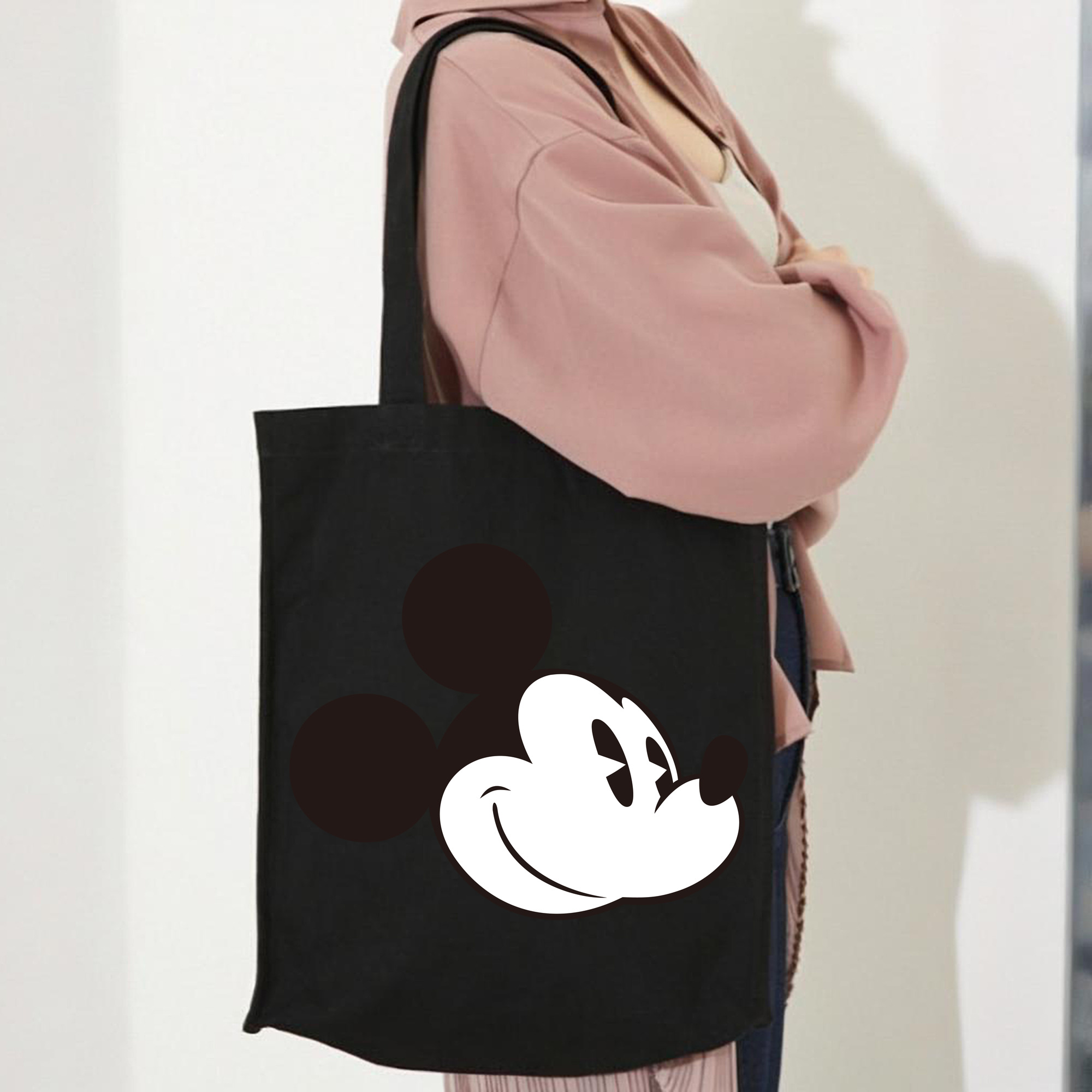 ミッキーマウス Mickey Mouse 縦型キャンバス生地手提げバッグ　トートバッグ