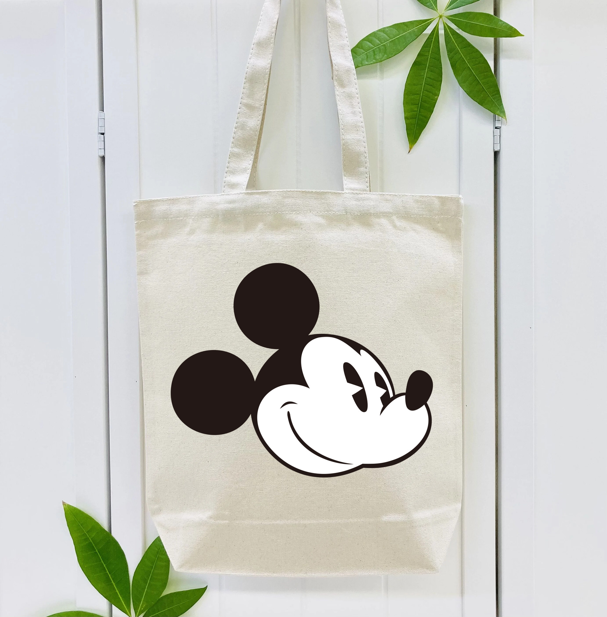 ミッキーマウス Mickey Mouse 縦型キャンバス生地手提げバッグ　トートバッグ