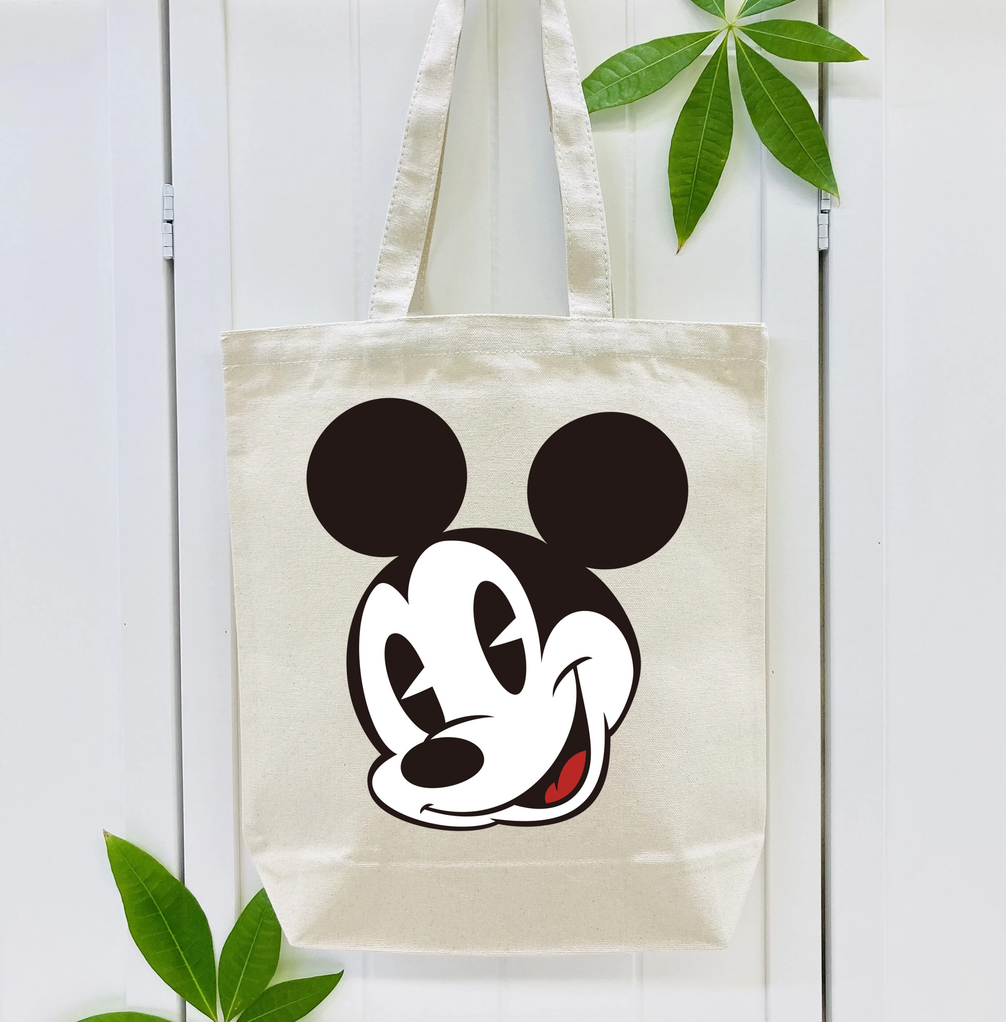 ミッキーマウス Mickey Mouse 縦型キャンバス生地手提げバッグ　トートバッグ