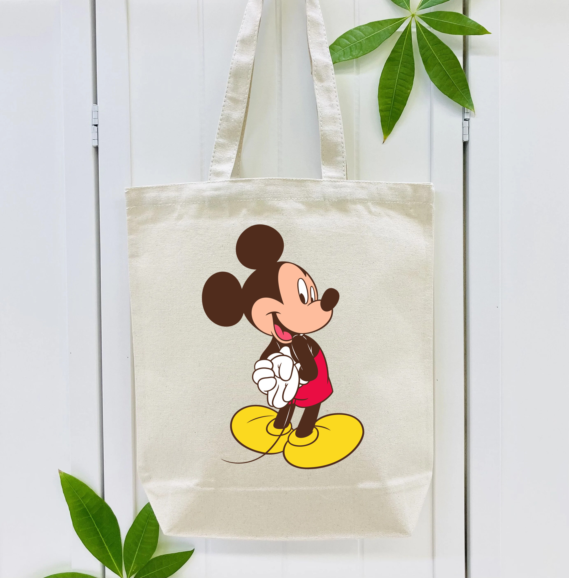 ミッキーマウス Mickey Mouse 縦型キャンバス生地手提げバッグ　トートバッグ