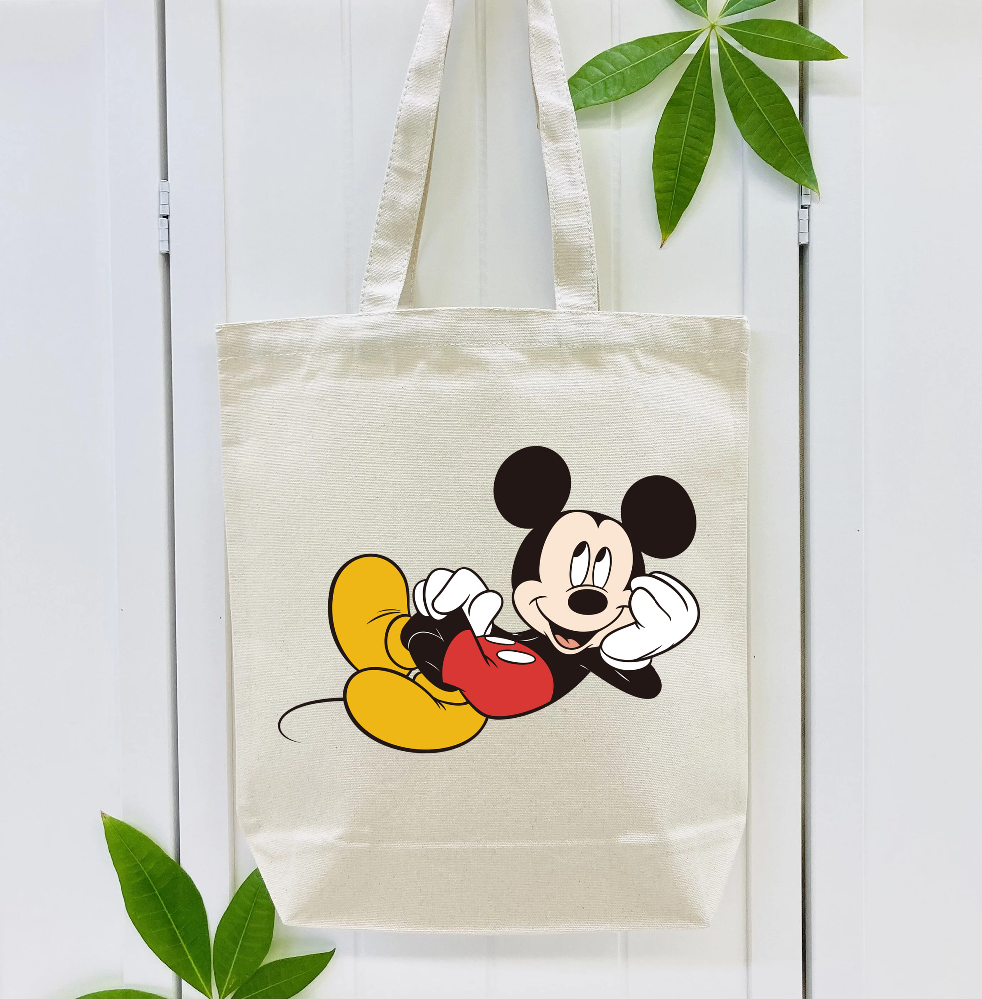 ミッキーマウス Mickey Mouse 縦型キャンバス生地手提げバッグ　トートバッグ