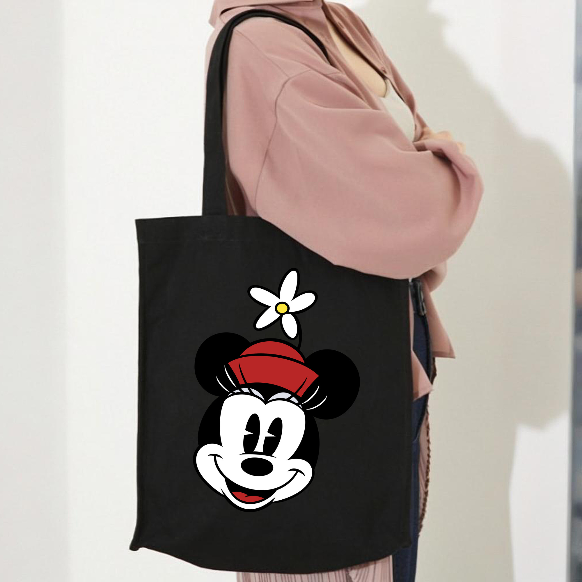 ミッキーマウス Mickey Mouse 縦型キャンバス生地手提げバッグ　トートバッグ